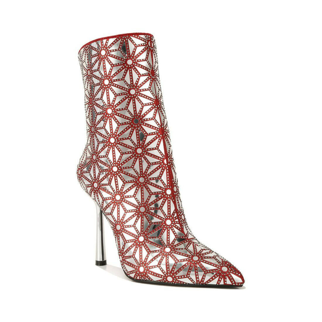 Precious Mirror Embellished High Ankle Boots.