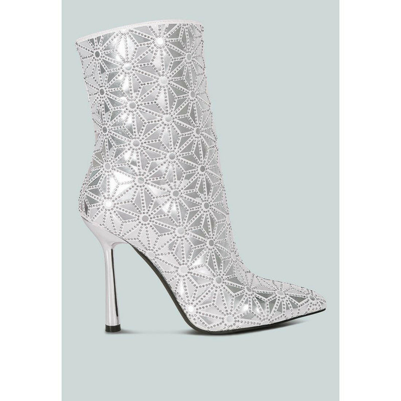 Precious Mirror Embellished High Ankle Boots - quirkitrendz