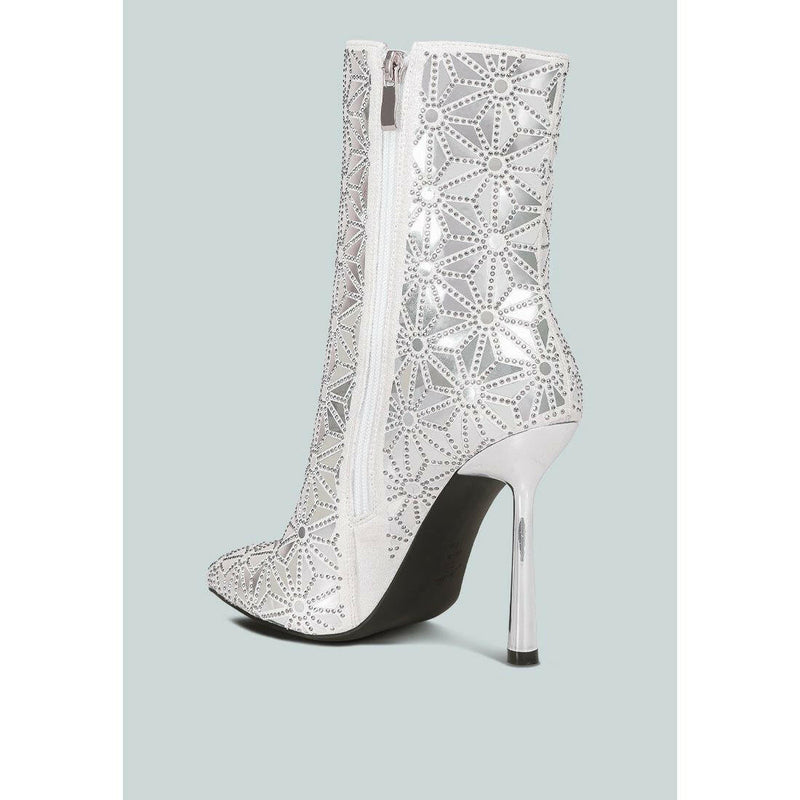 Precious Mirror Embellished High Ankle Boots - quirkitrendz