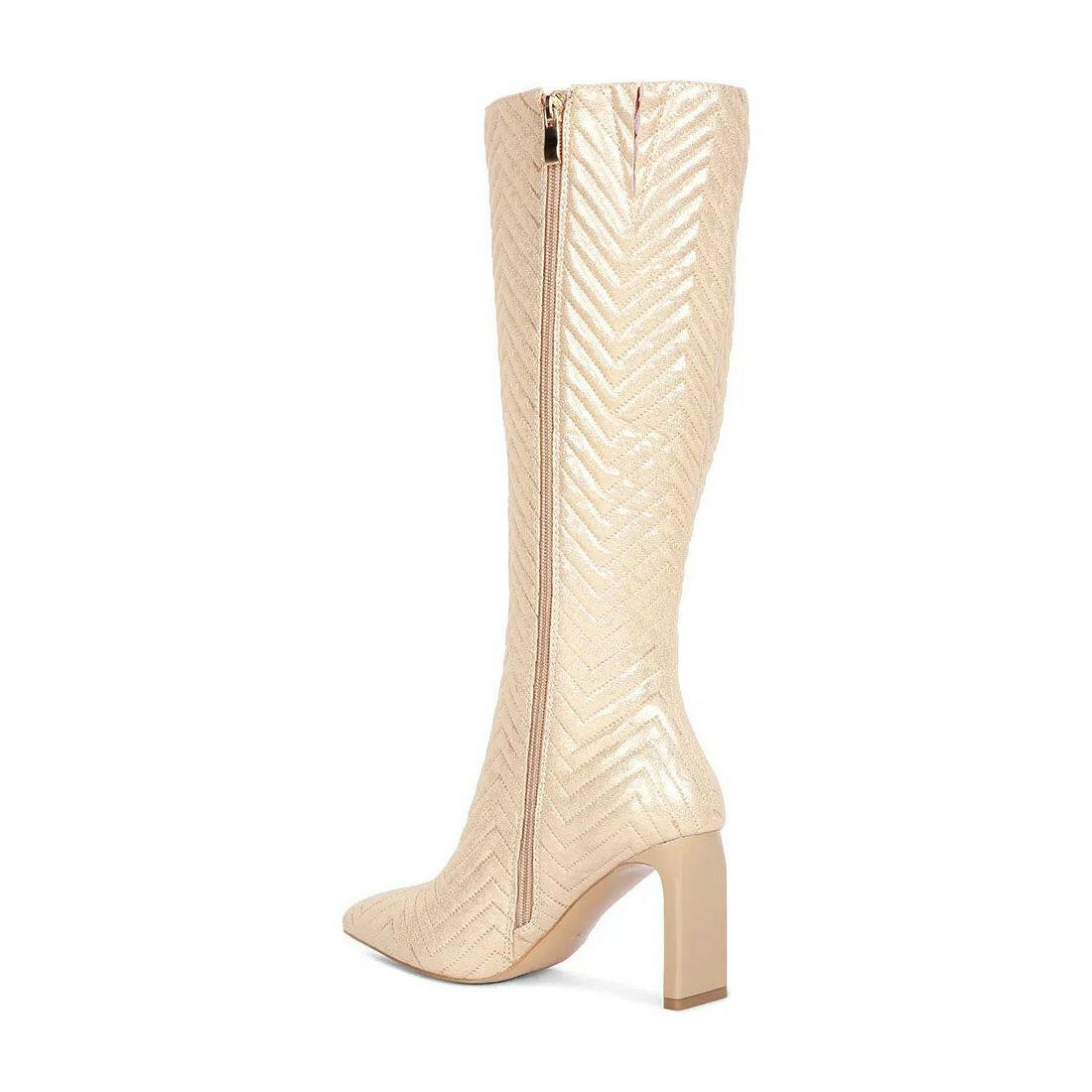 Prinkles Quilted Italian Block Heel Calf Boots.