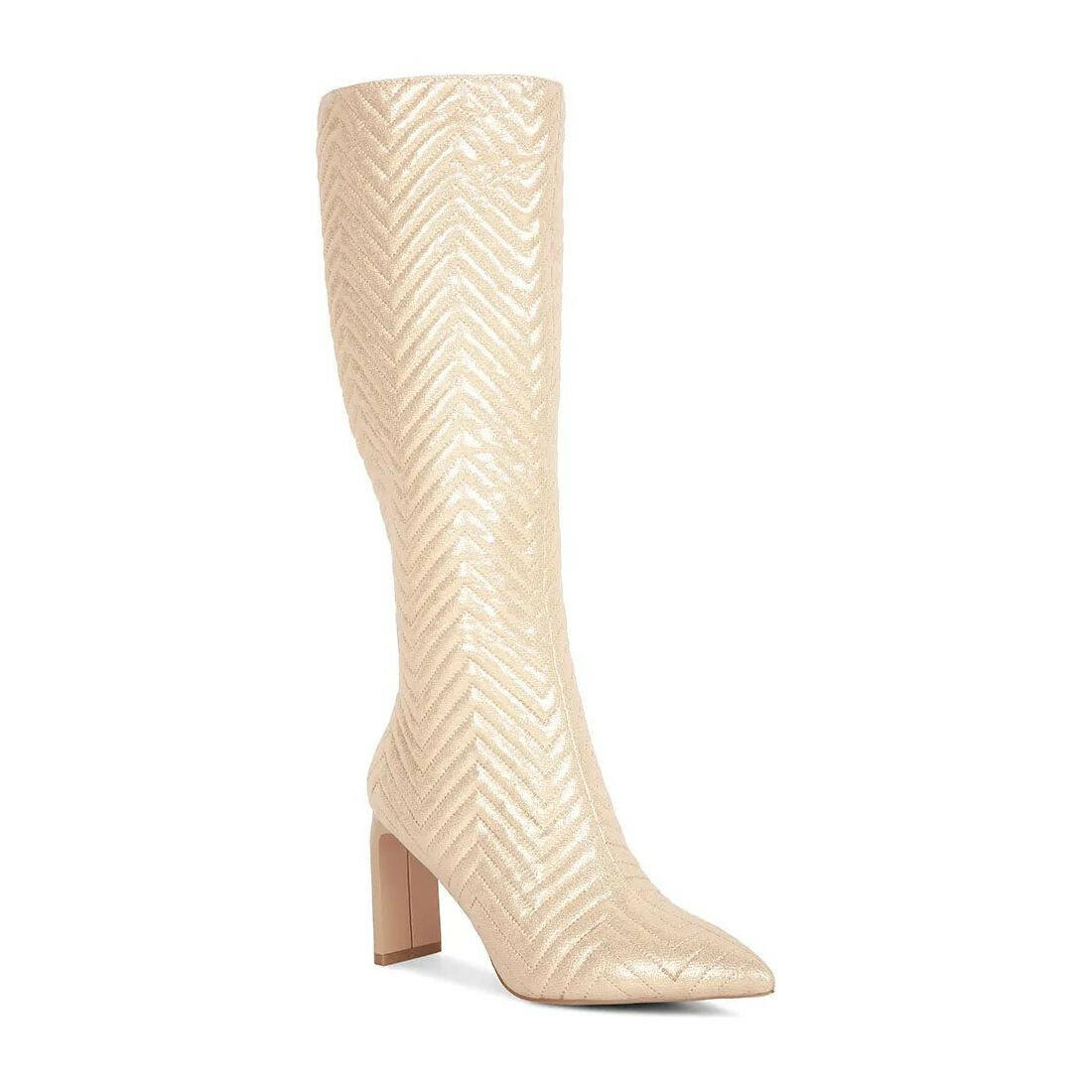 Prinkles Quilted Italian Block Heel Calf Boots.