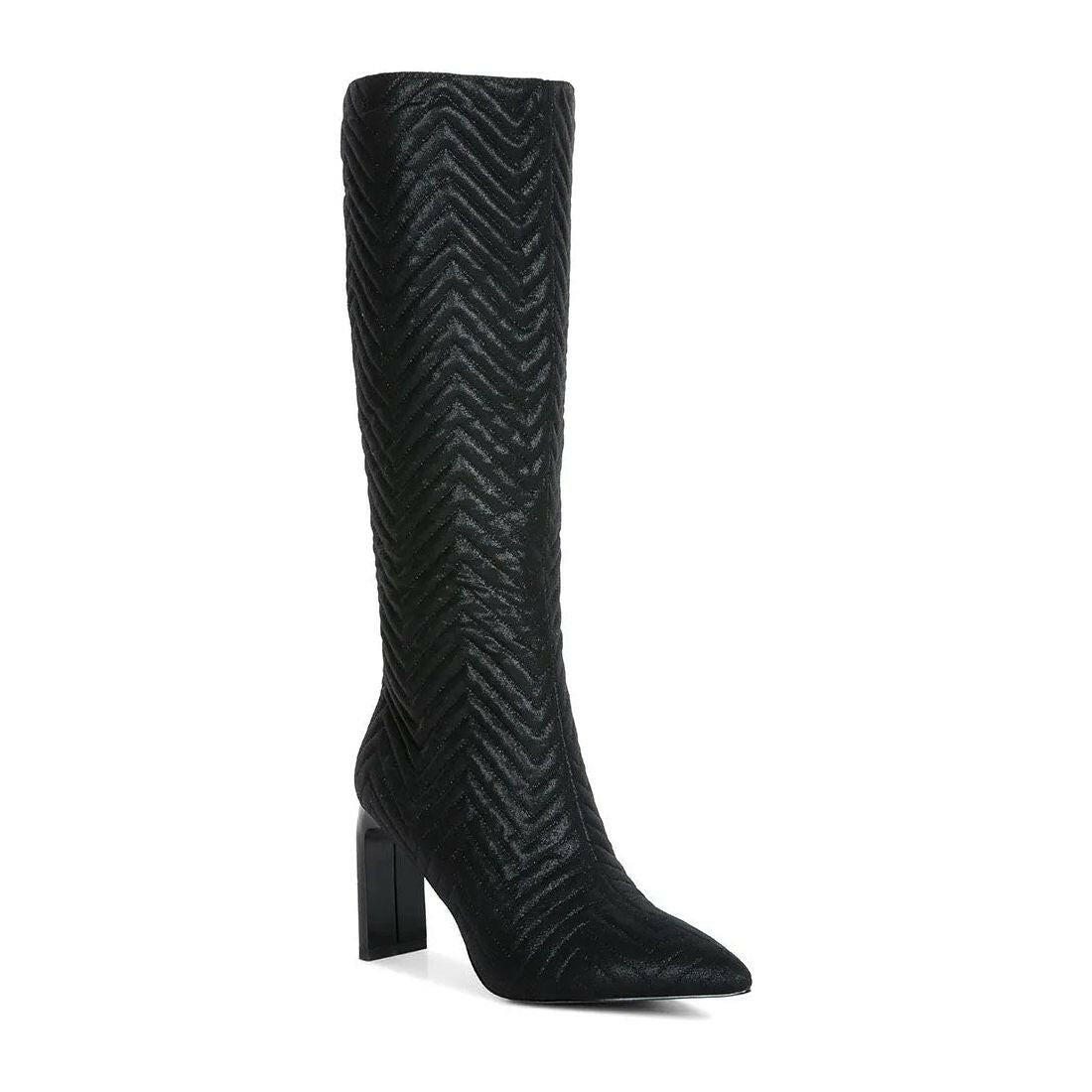 Prinkles Quilted Italian Block Heel Calf Boots.