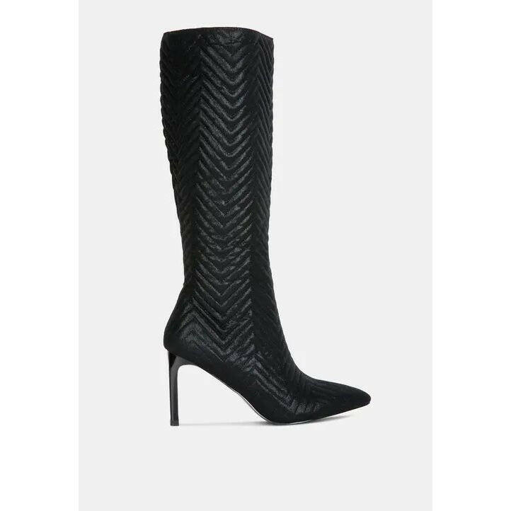 Prinkles Quilted Italian Block Heel Calf Boots.