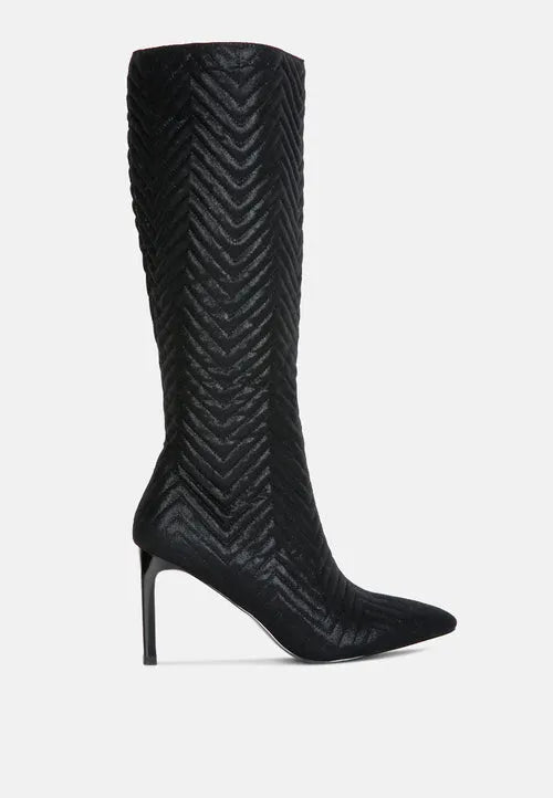 Prinkles Quilted Italian Block Heel Calf Boots