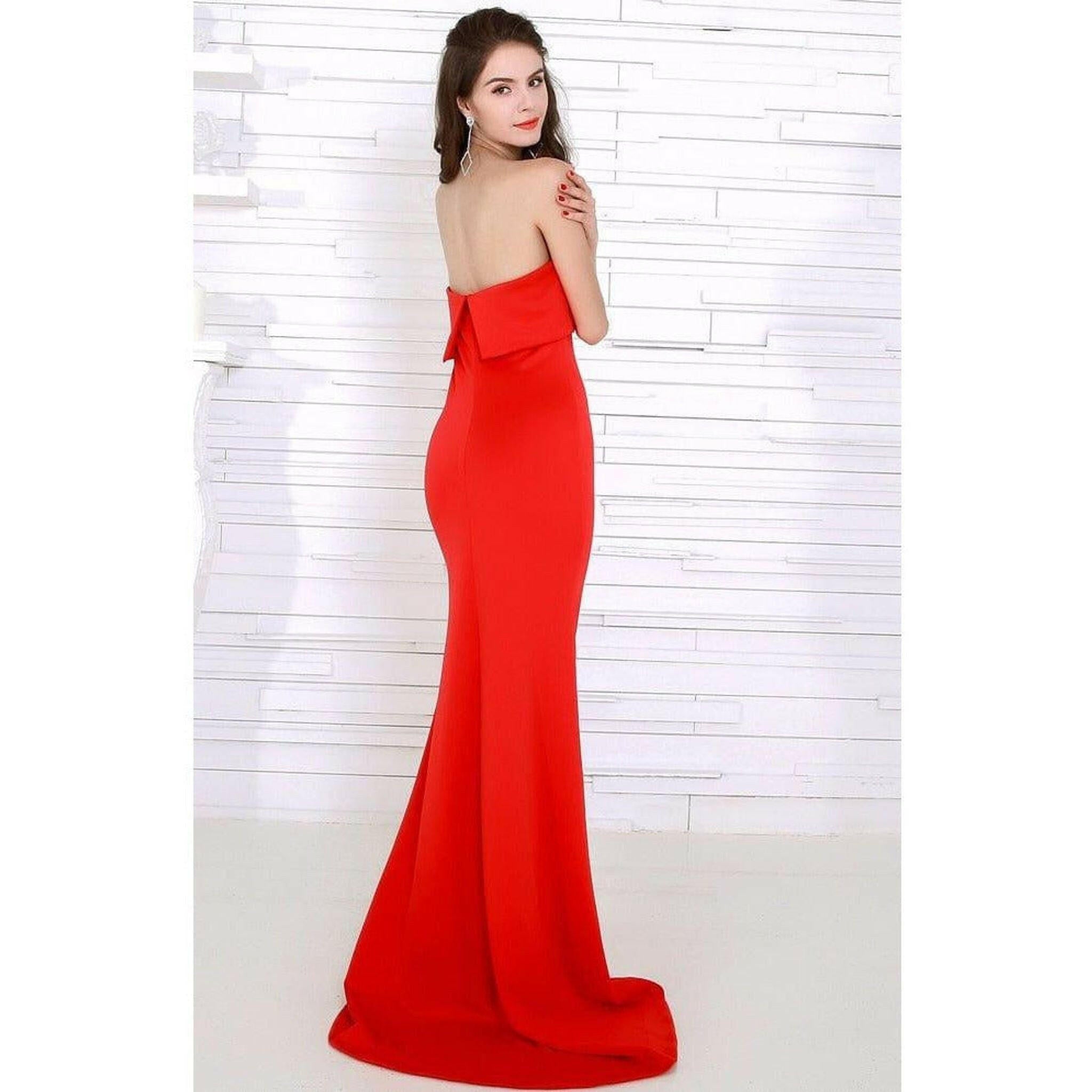 Red Strapless Gown.