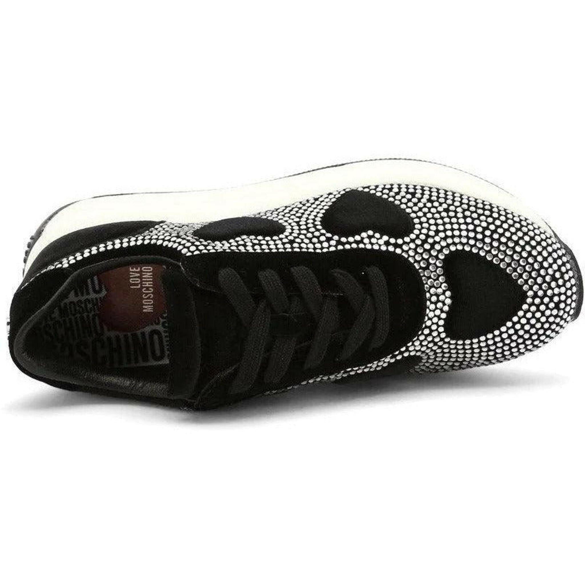 Rhinestone Heart Sneakers - Black.