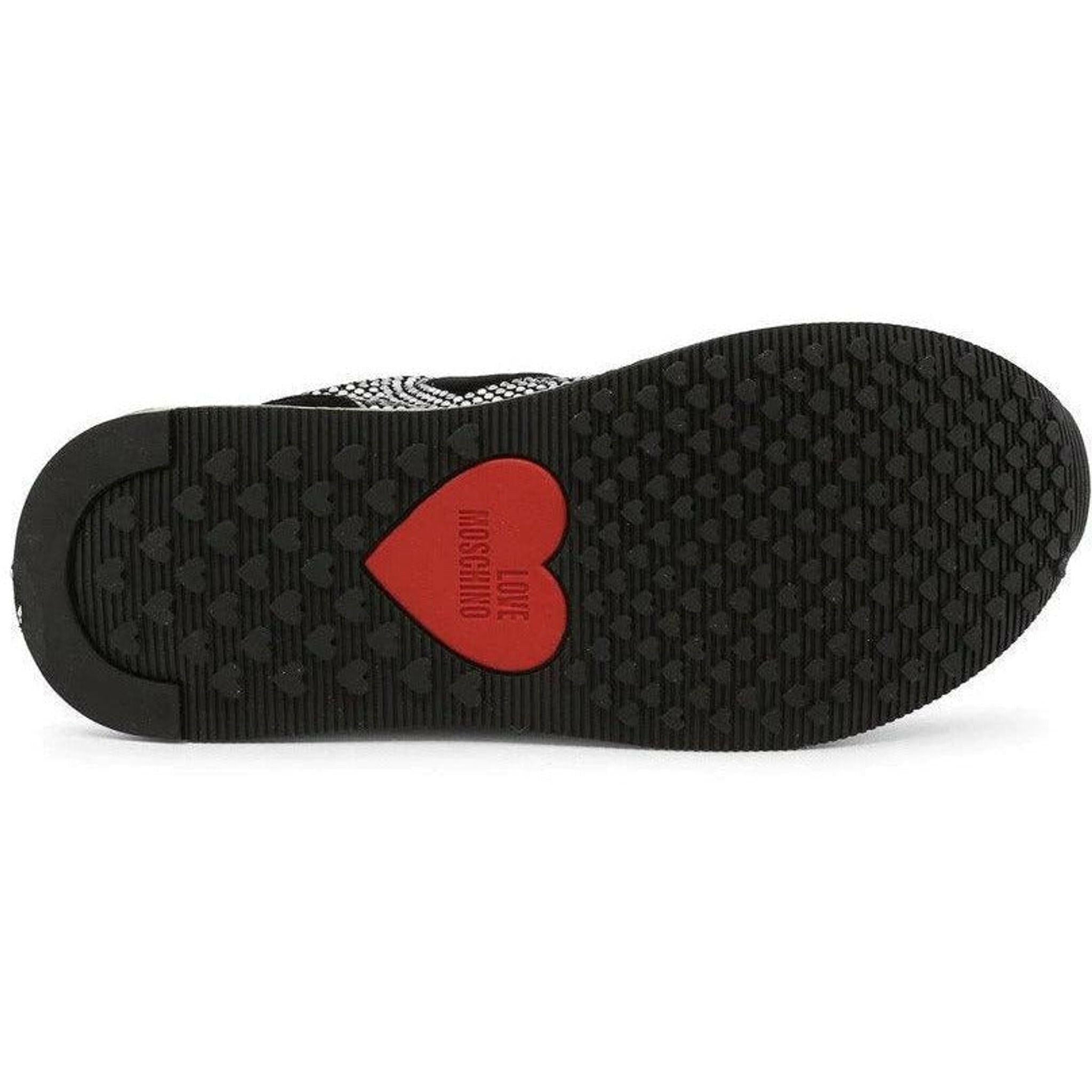 Rhinestone Heart Sneakers - Black.