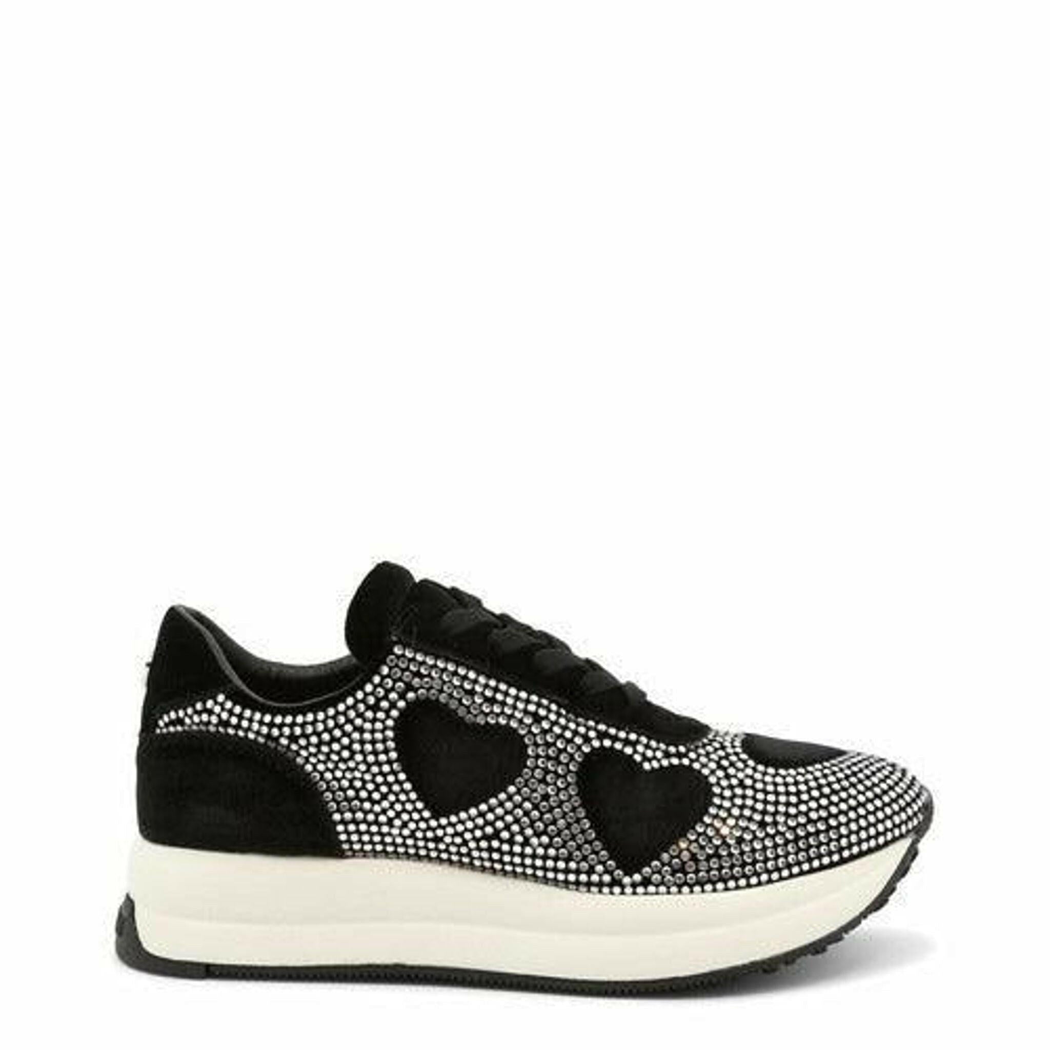 Rhinestone Heart Sneakers - Black.