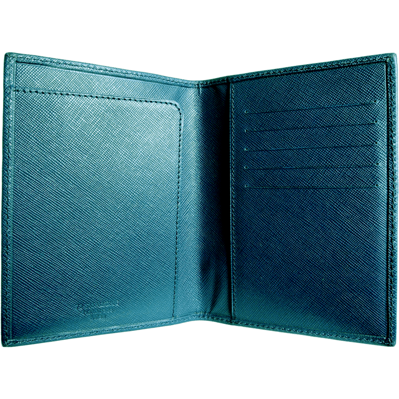 Saffiano Bi Colored Passport Sleeve Blue