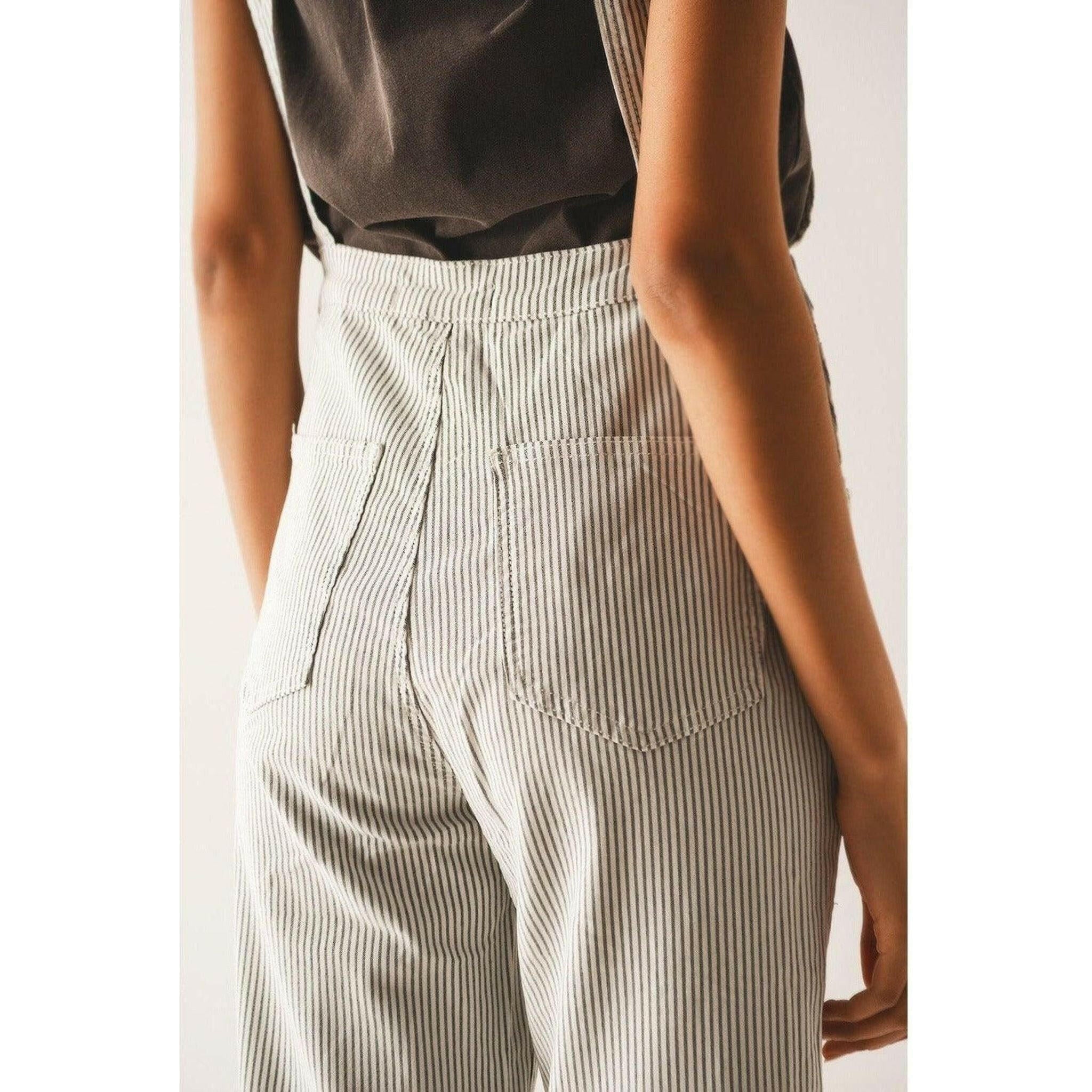 Salopette Jumpsuit in Grey Stripes.