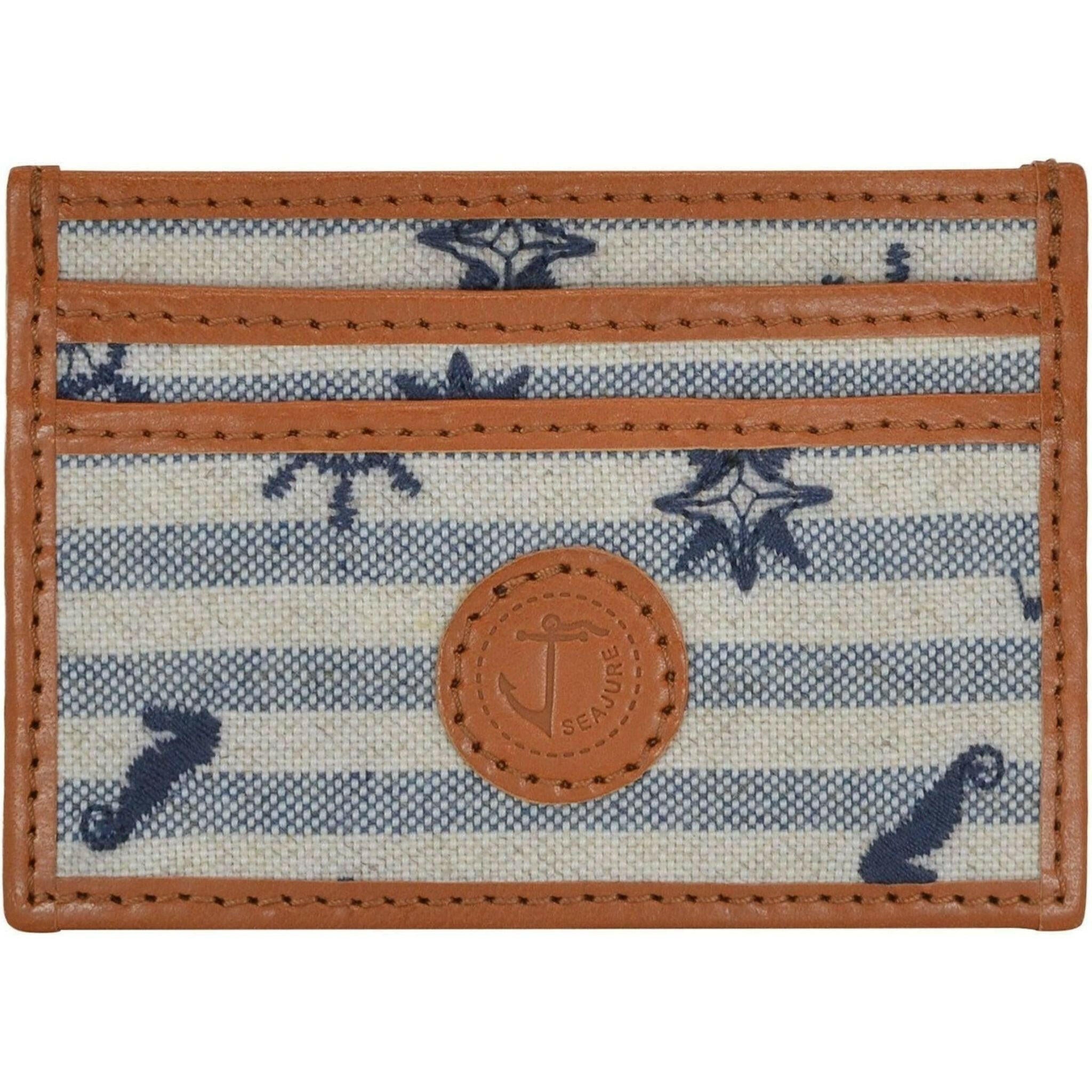 Seajure Punalu Embroidered Linen Card Holder.