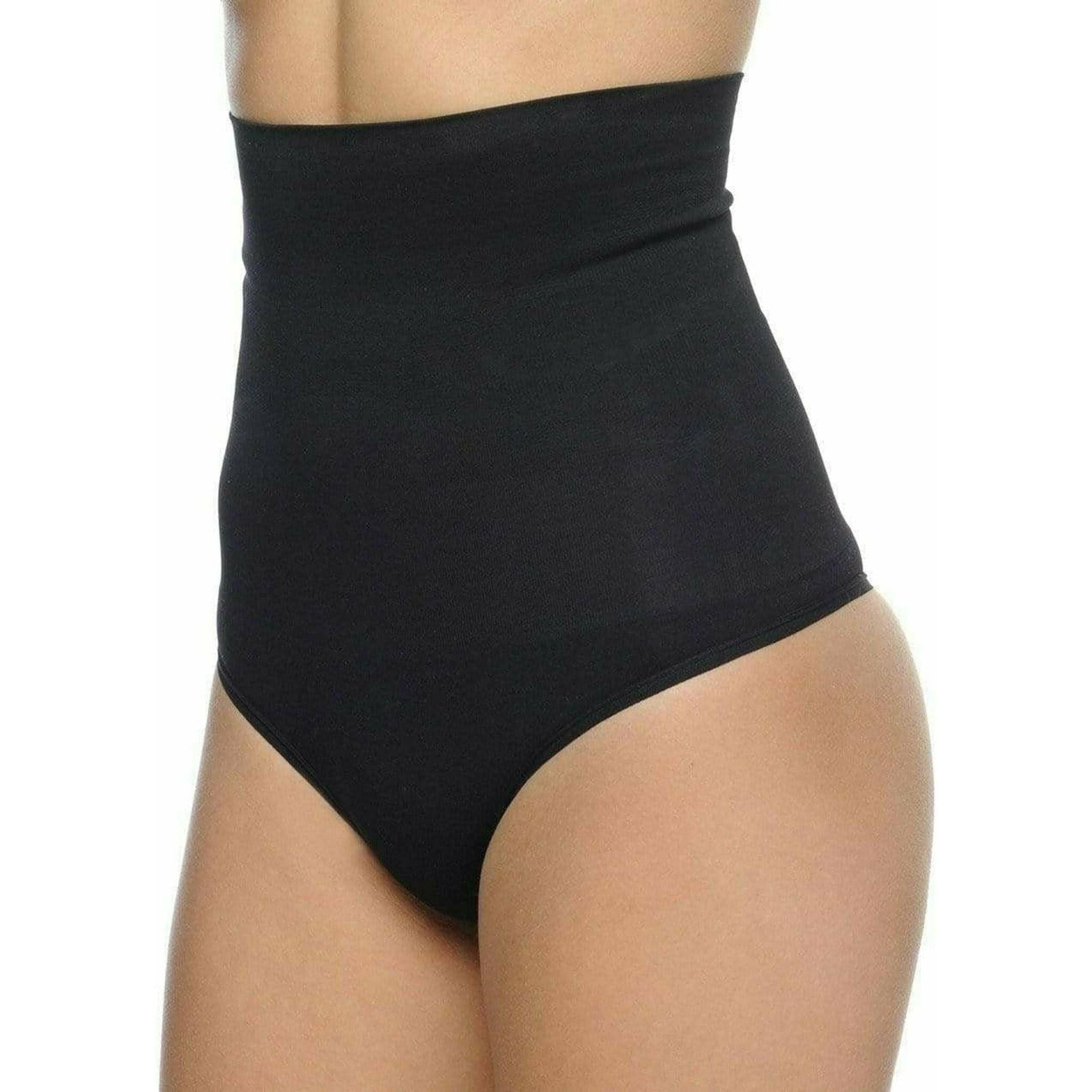 Seamless Hi-Waist Shaper With Thong Bottom - Black.