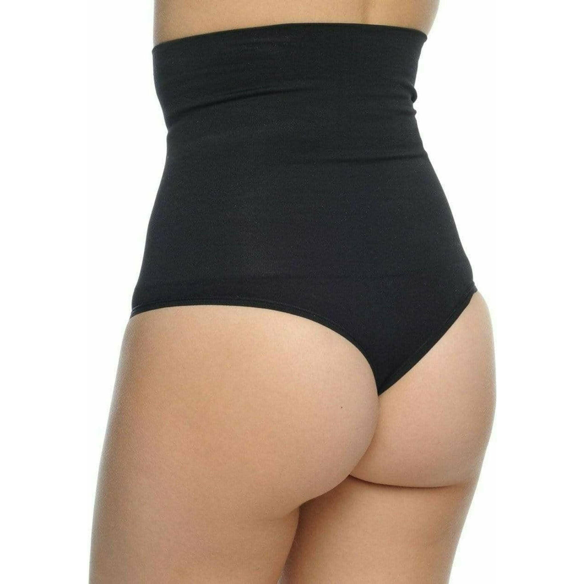 Seamless Hi-Waist Shaper With Thong Bottom - Black.