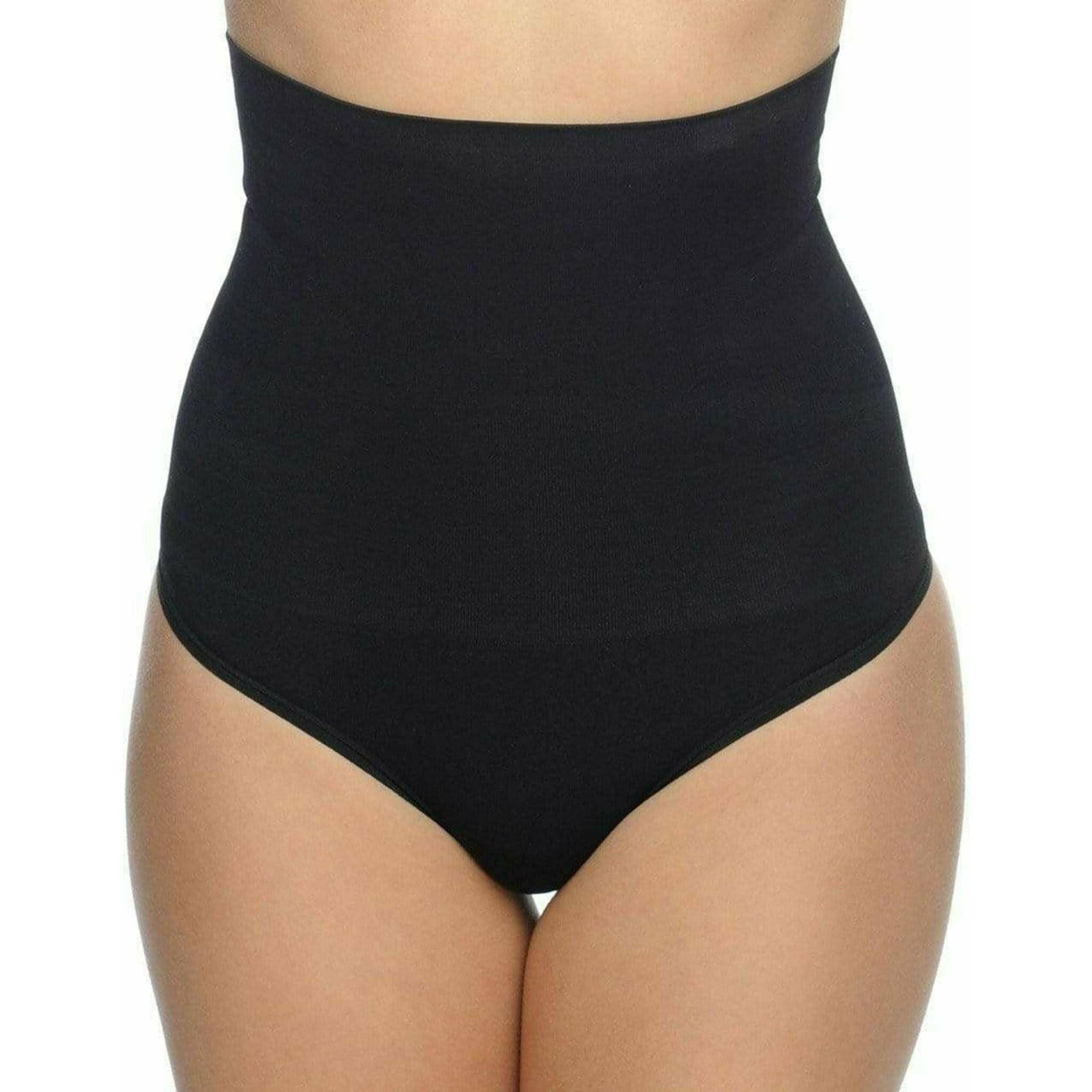 Seamless Hi-Waist Shaper With Thong Bottom - Black.