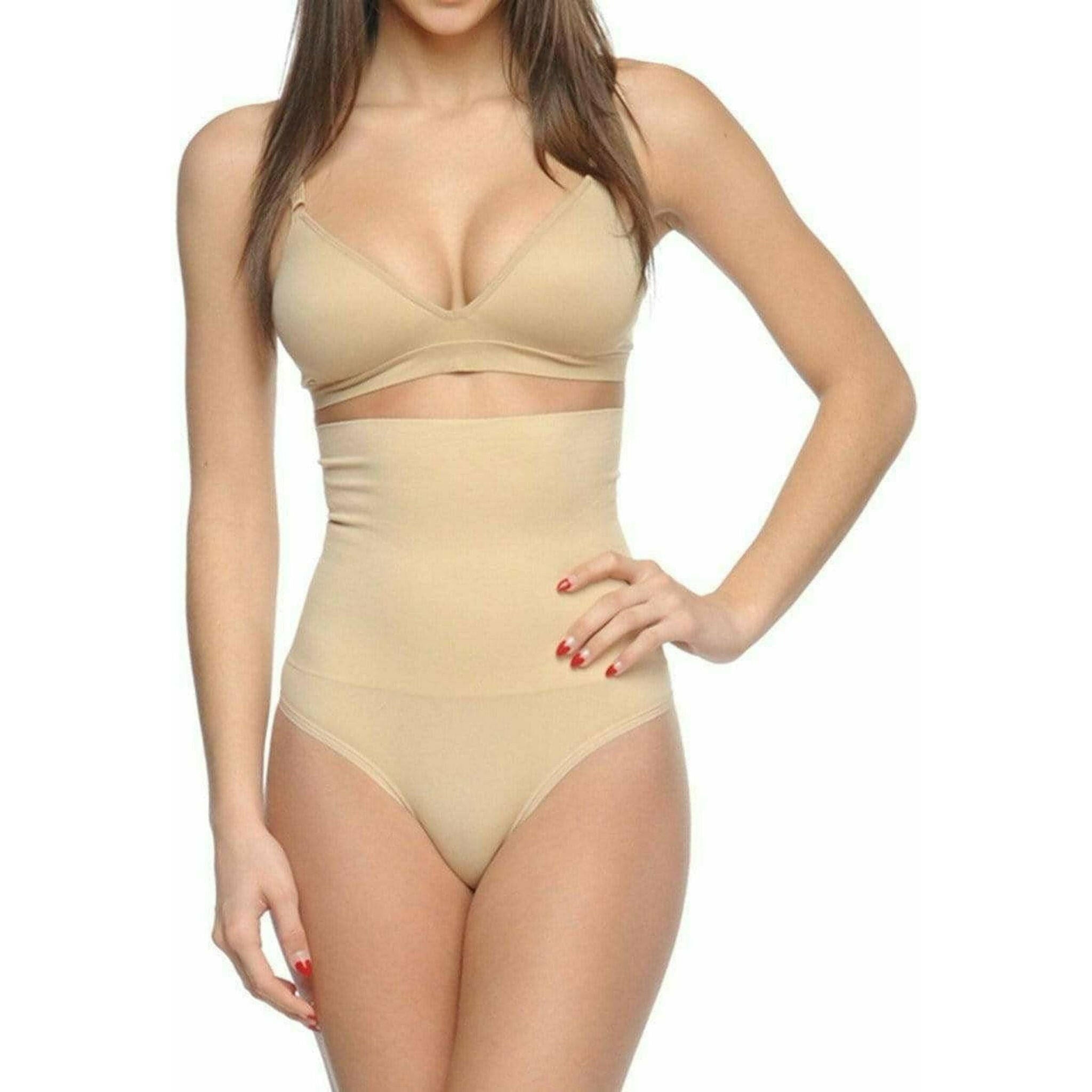 Seamless Hi-Waist Shaper With Thong Bottom - Nude.