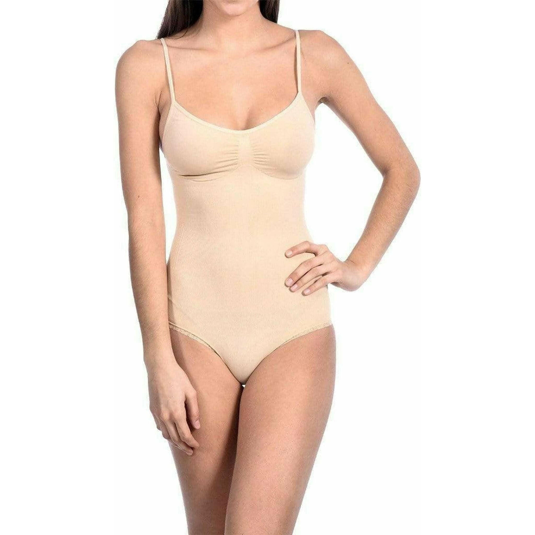 Seamless Shaping Body Suit With Thong Bottom - Nude.