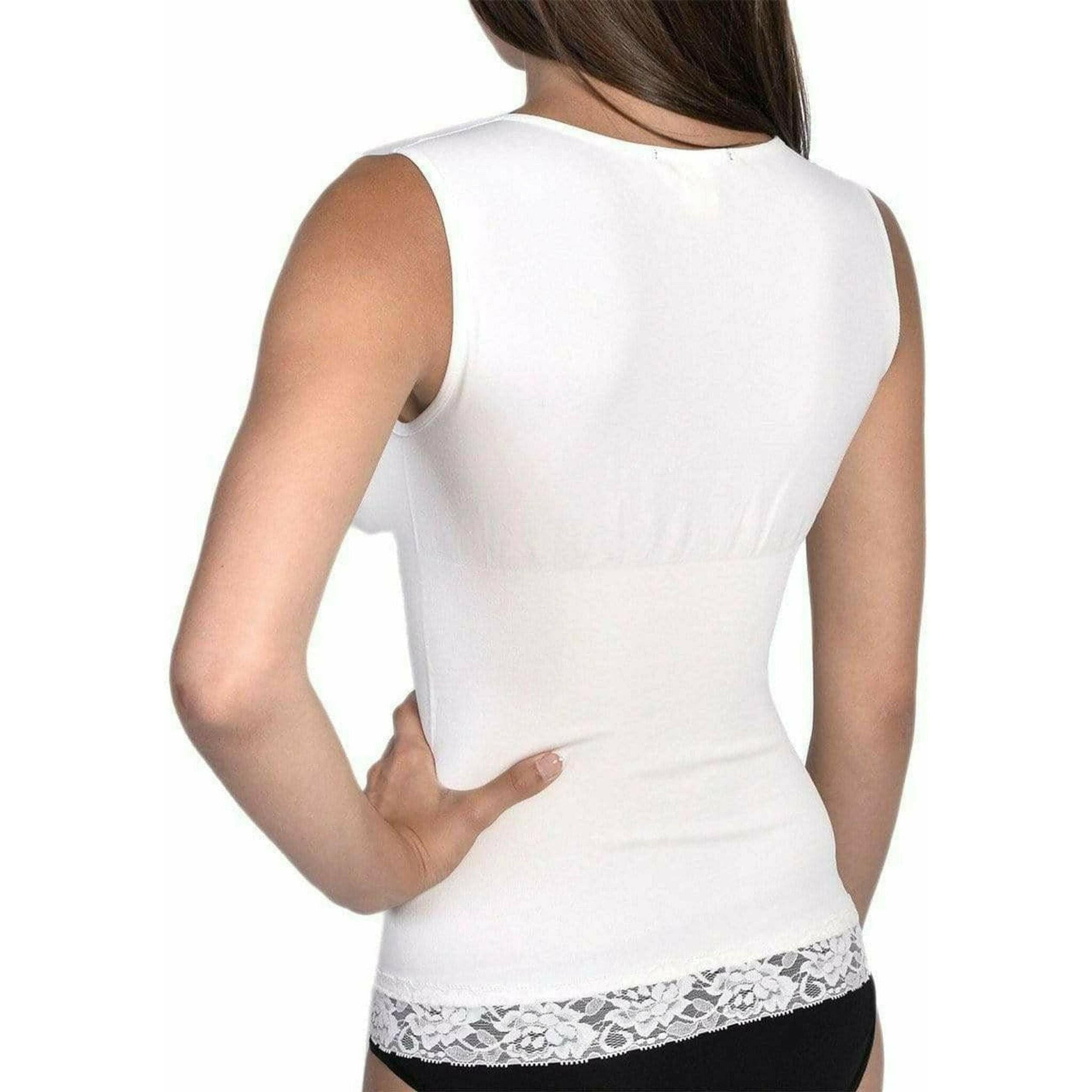 Seamless Shaping Tank Top With Lace Detail - Ivory.