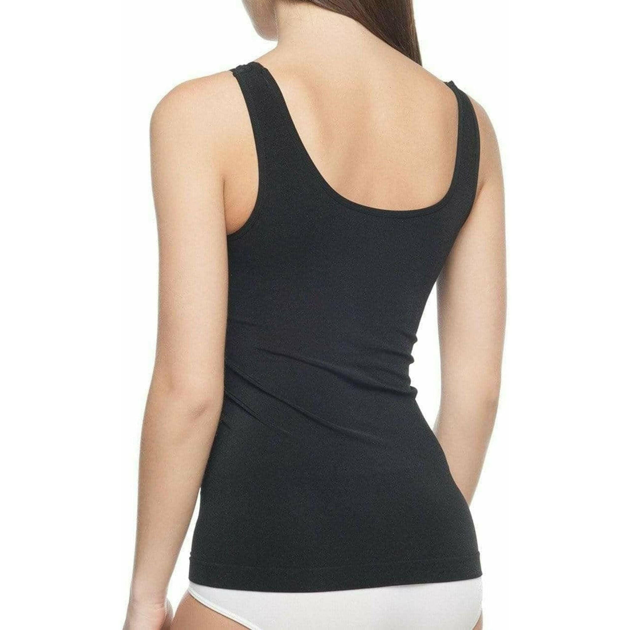 Seamless Shaping Tank Top With Lace Trim - Black.