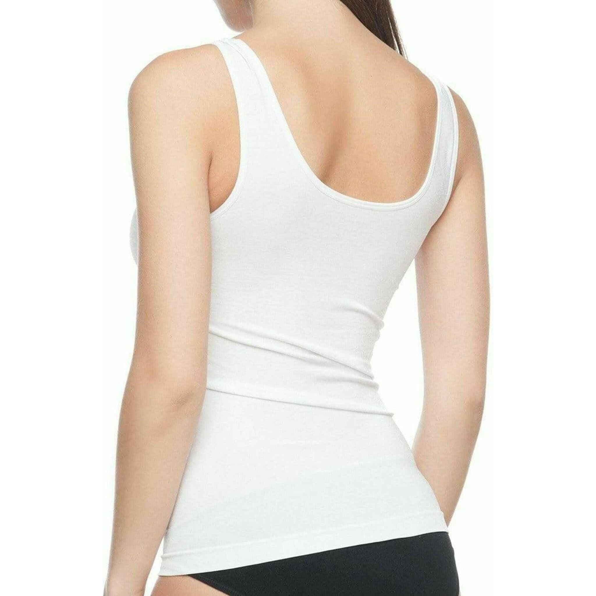 Seamless Shaping Tank Top With Lace Trim White.