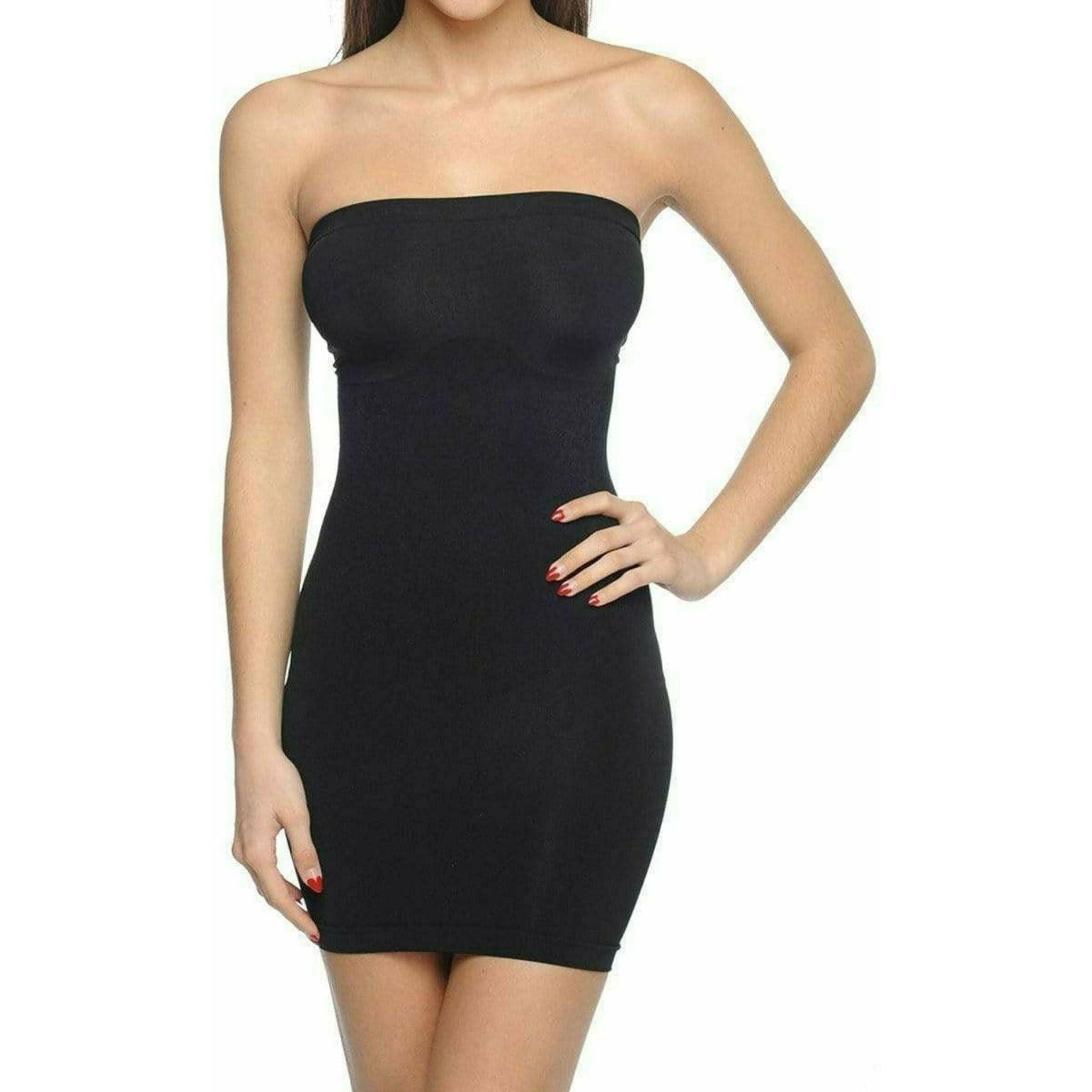 Seamless Strapless Full Body Slip Black.