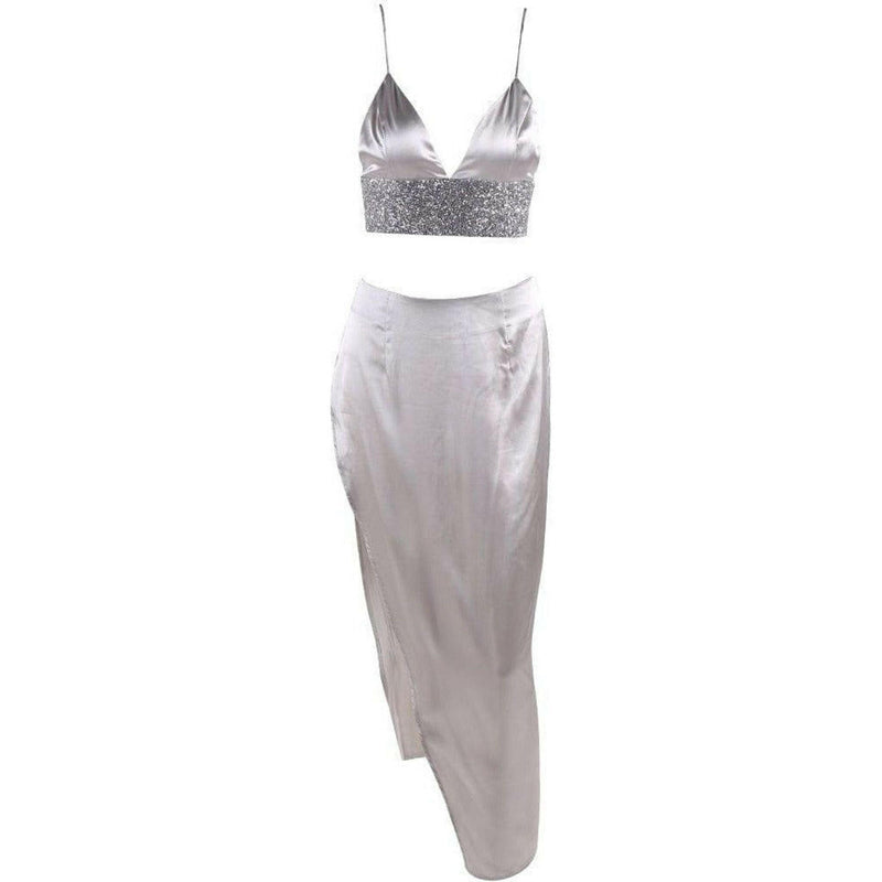 Silver Satin Dress