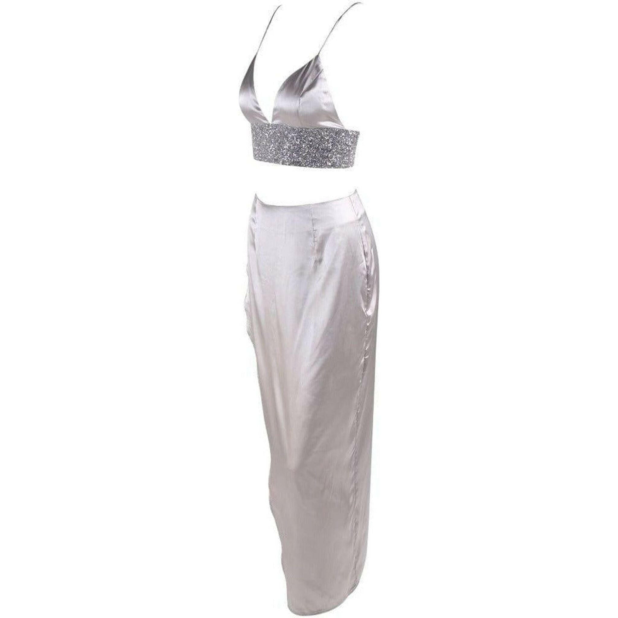 Silver Satin Dress.