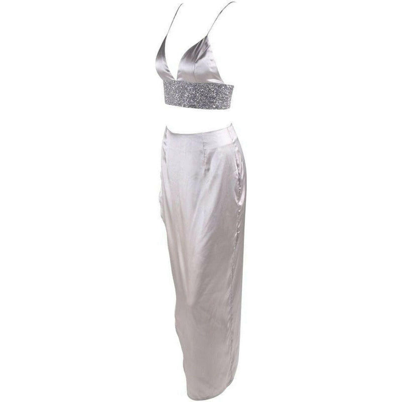 Silver Satin Dress