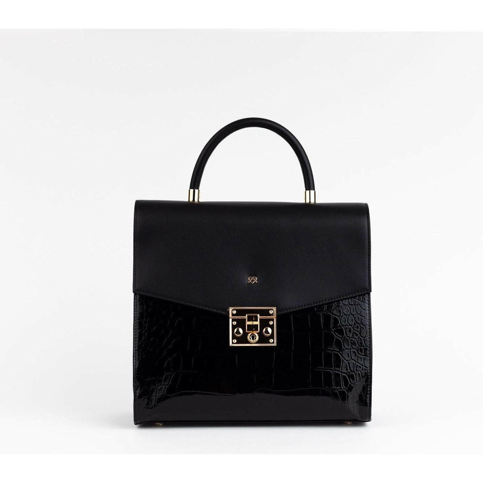 SIMONE - Black Vegan Leather Handbag.