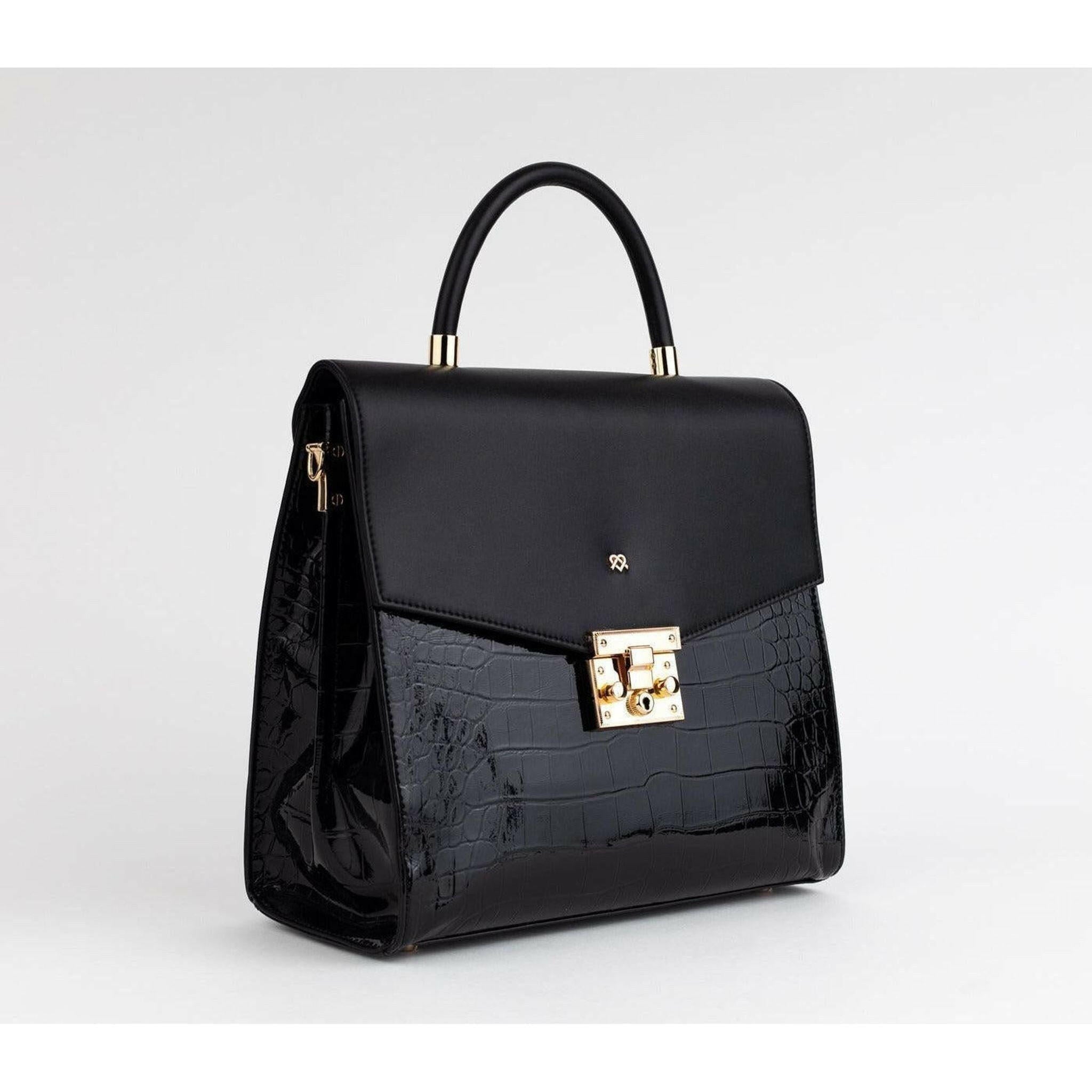 SIMONE - Black Vegan Leather Handbag.