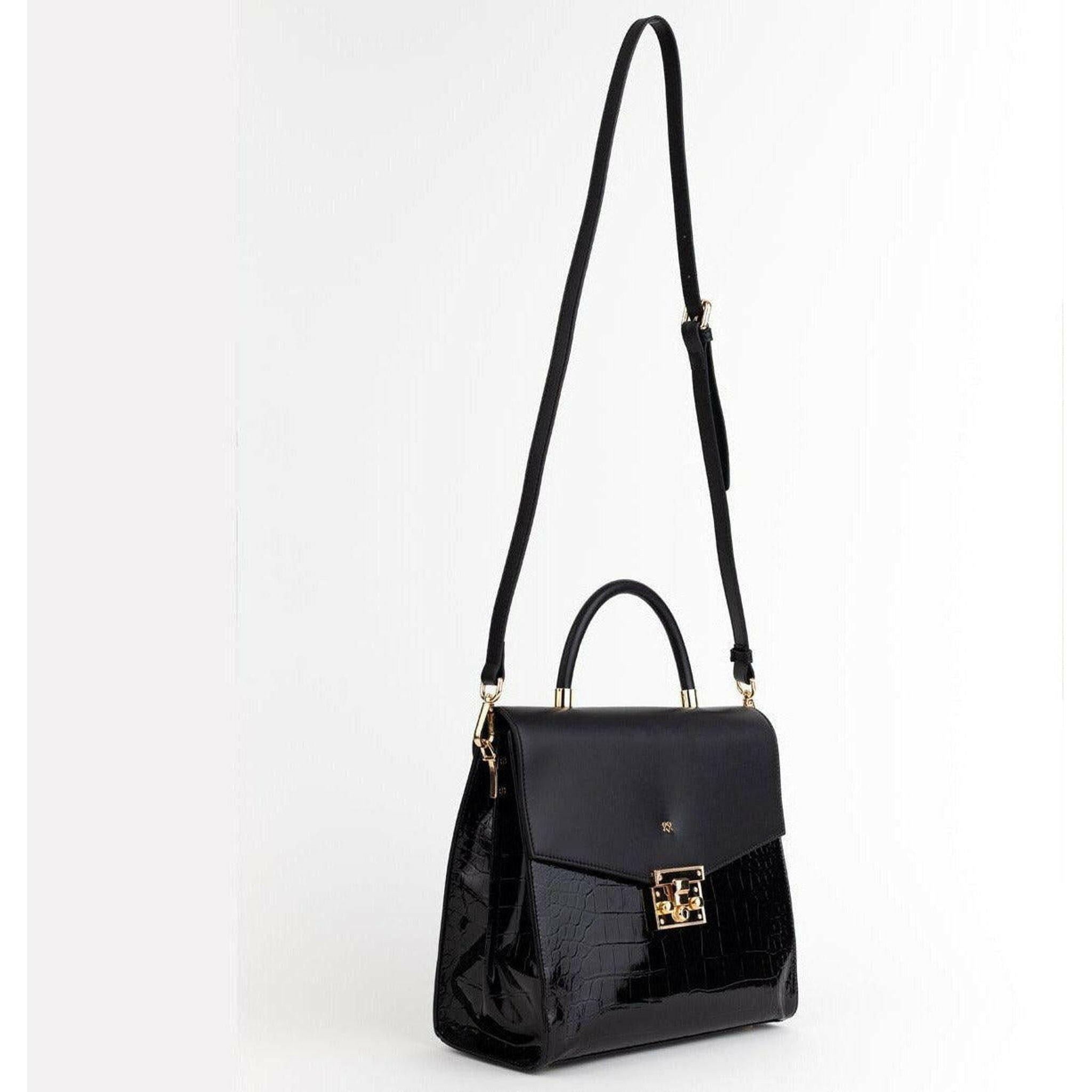 SIMONE - Black Vegan Leather Handbag.