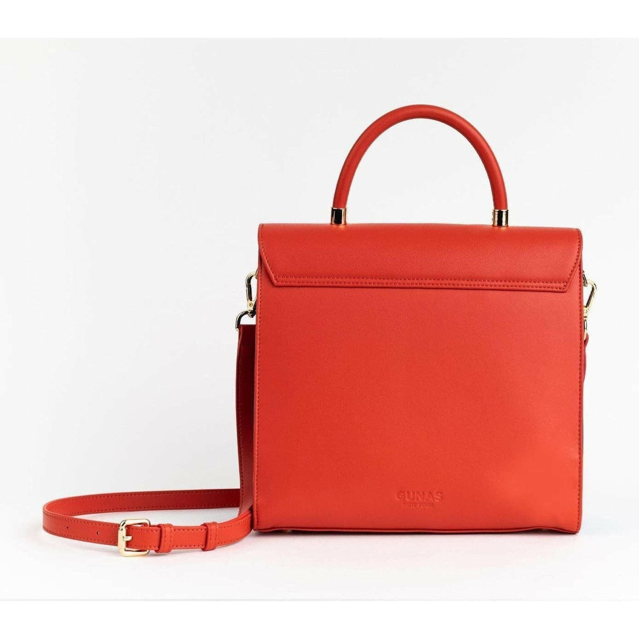 SIMONE - Red Print Vegan Leather Handbag.