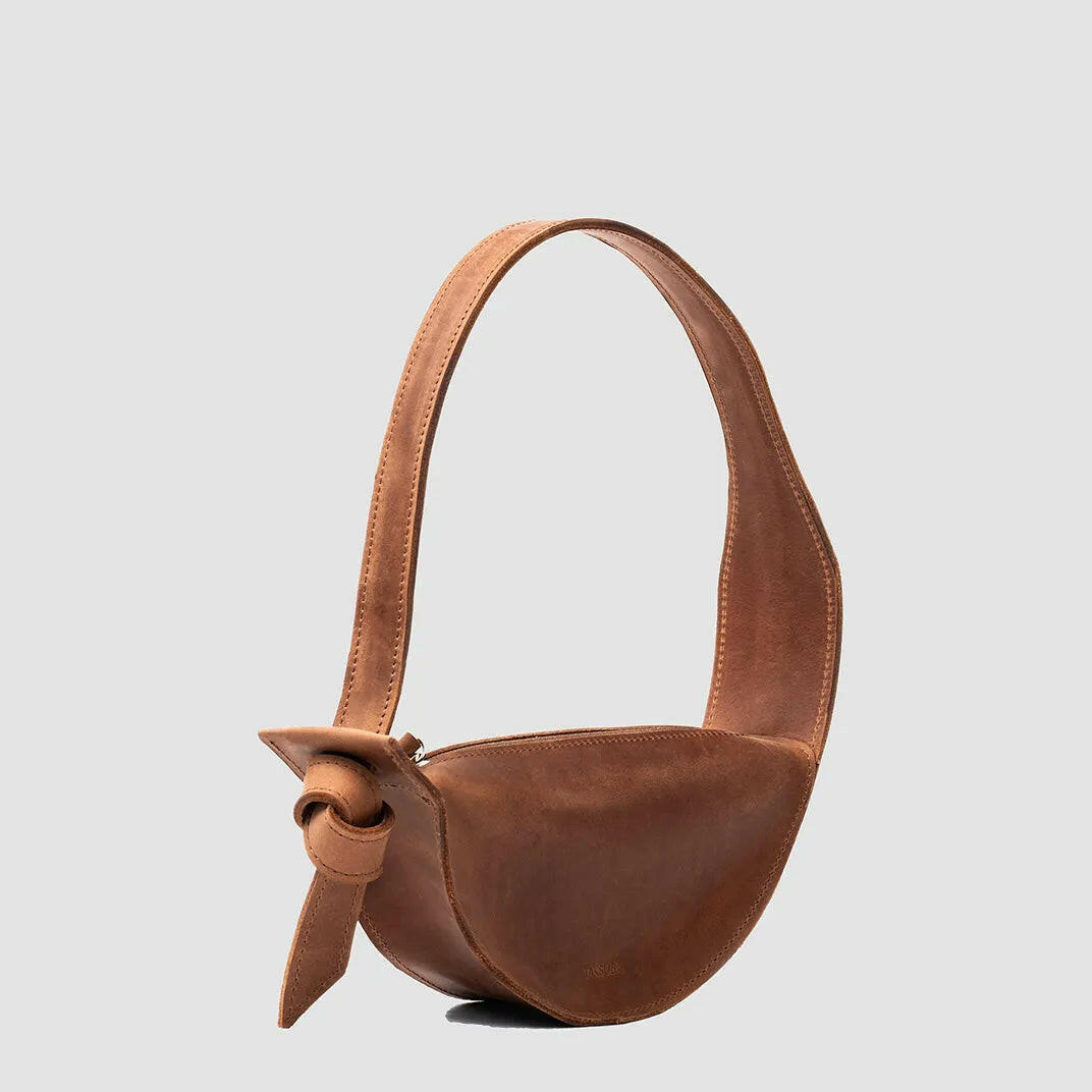 Shoulder Bag Crescent Cognac Brown.