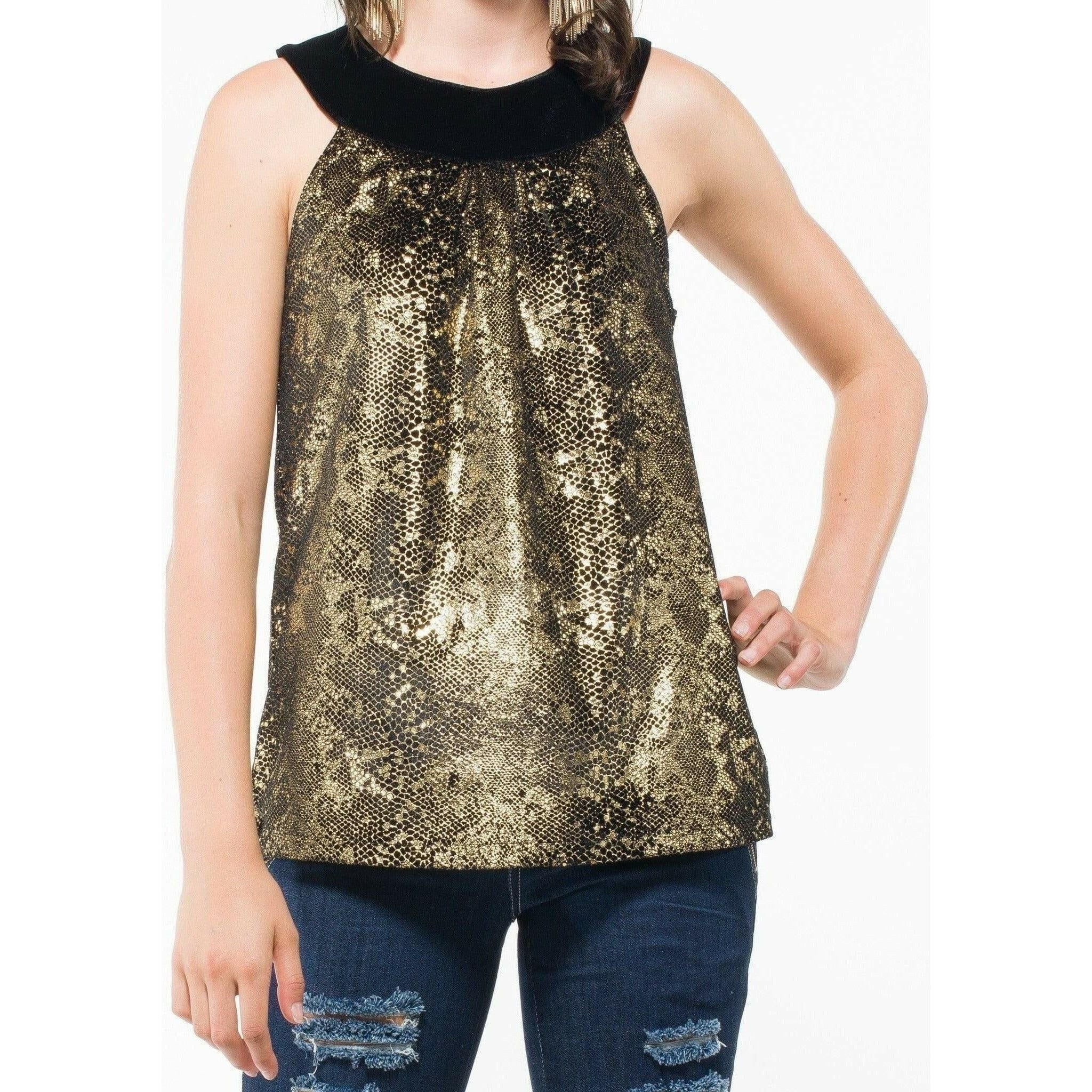 Sleeveless Bold Gold Top.