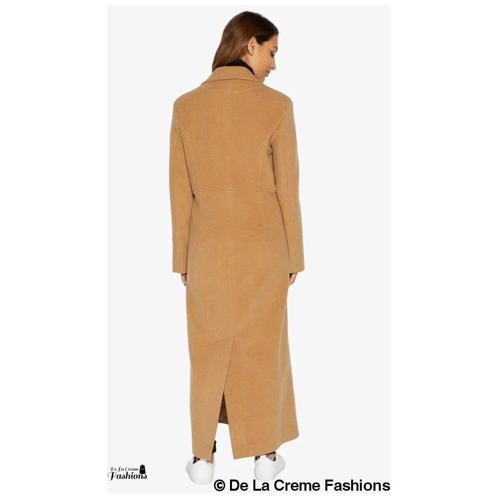 Slim Fit Wool Blend Longline Maxi Coat.