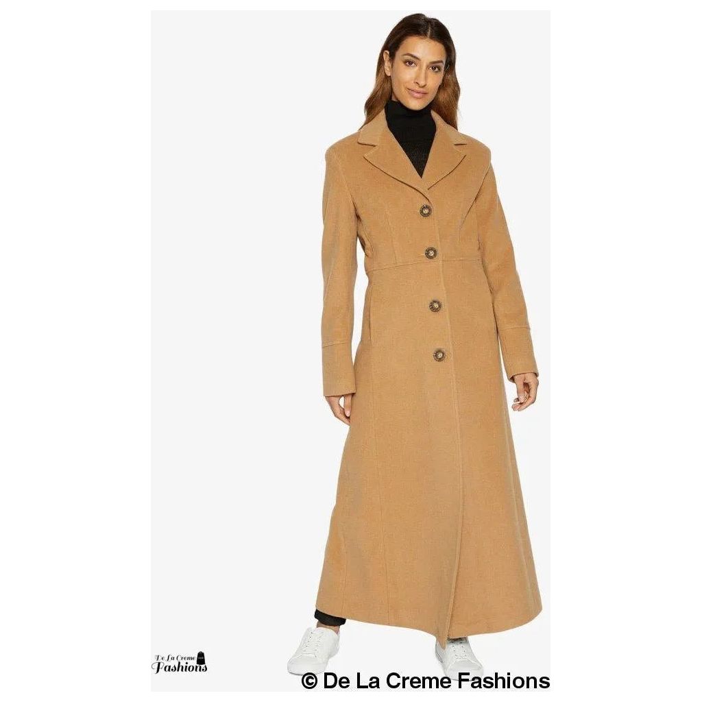 Slim Fit Wool Blend Longline Maxi Coat.