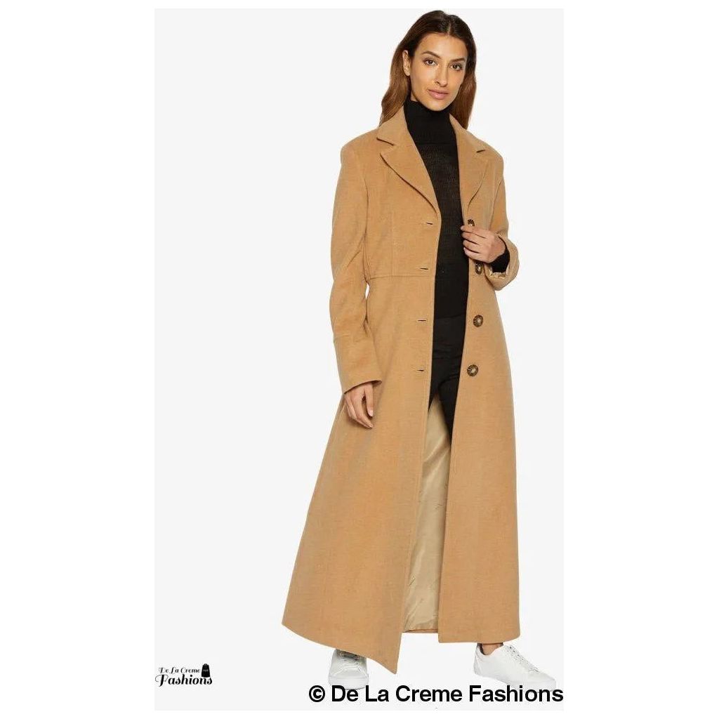 Slim Fit Wool Blend Longline Maxi Coat.