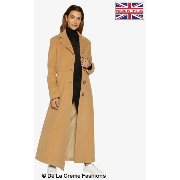 Slim Fit Wool Blend Longline Maxi Coat.