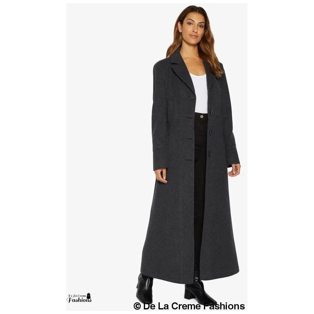 Slim Fit Wool Blend Longline Maxi Coat.