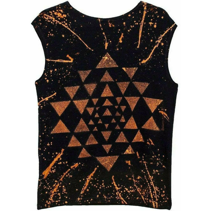 Star Yantra Yoga Tee Black with Gold