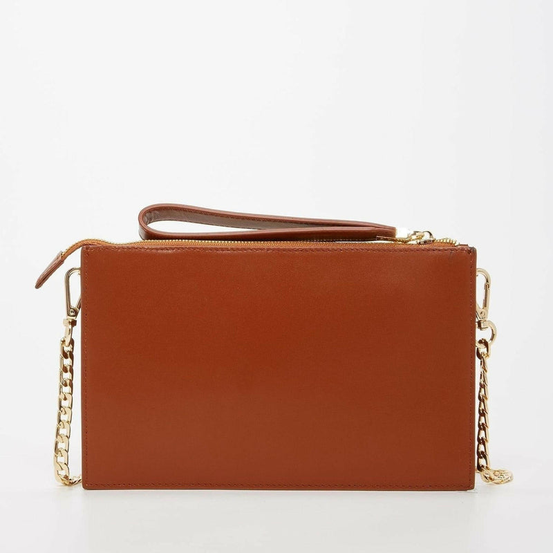 Studded Crossbody Brown Clutch