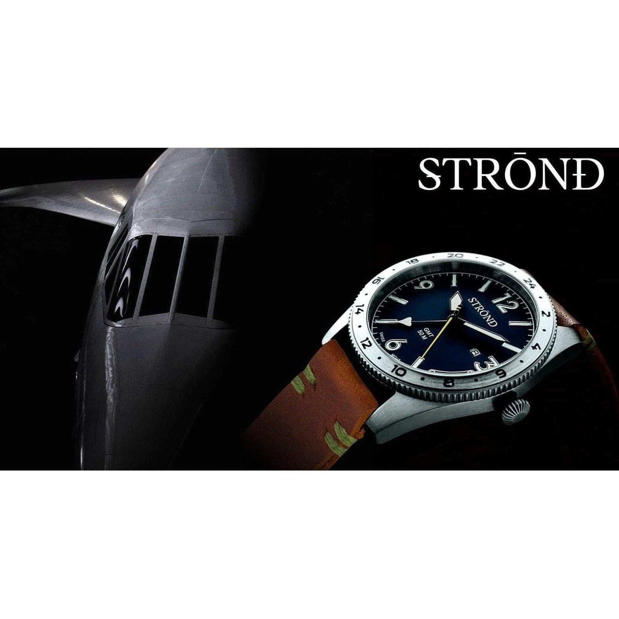 The All 316 Grade Stainless Watch with blue dial 24h GMT.