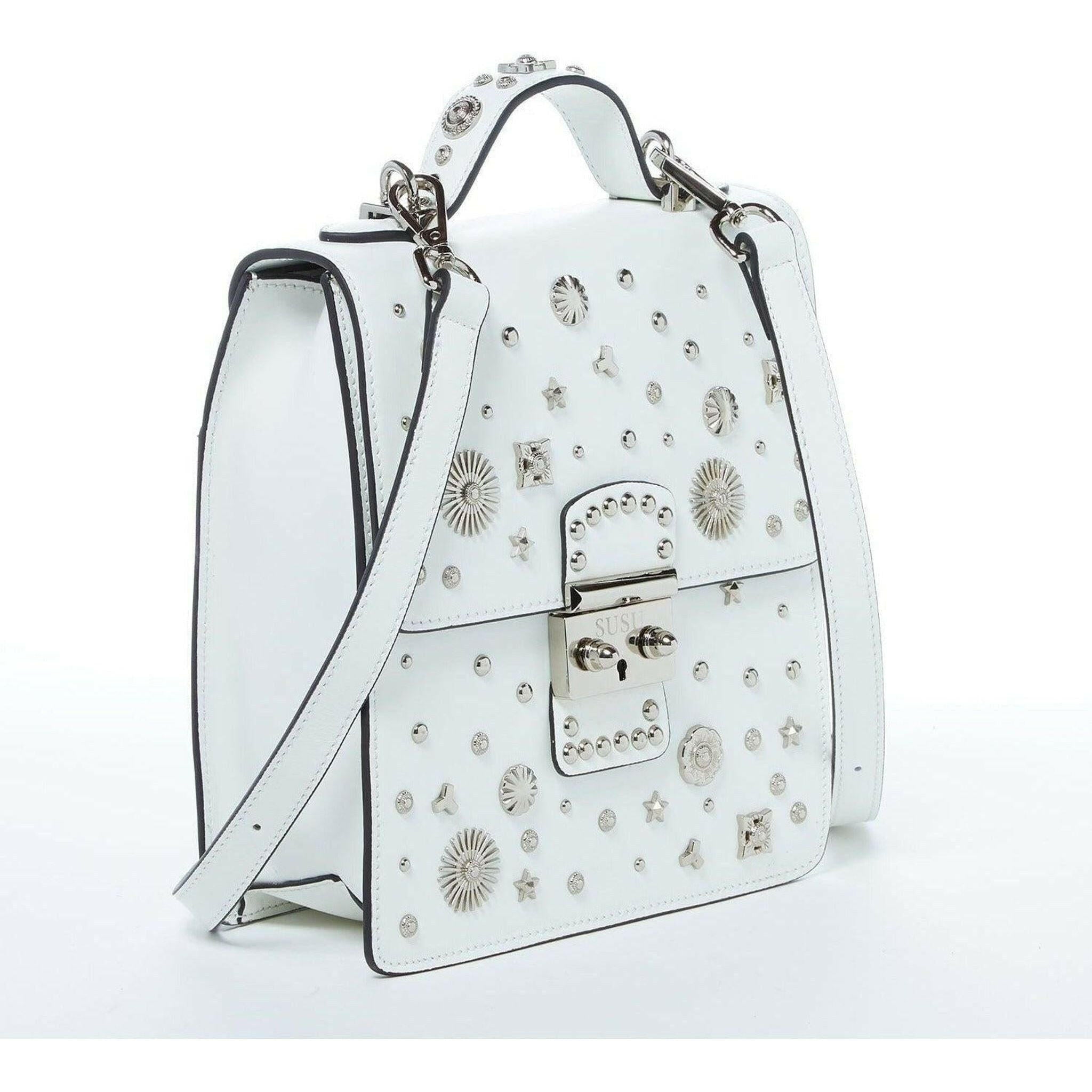 The Hollywood Backpack Leather Purse in White.