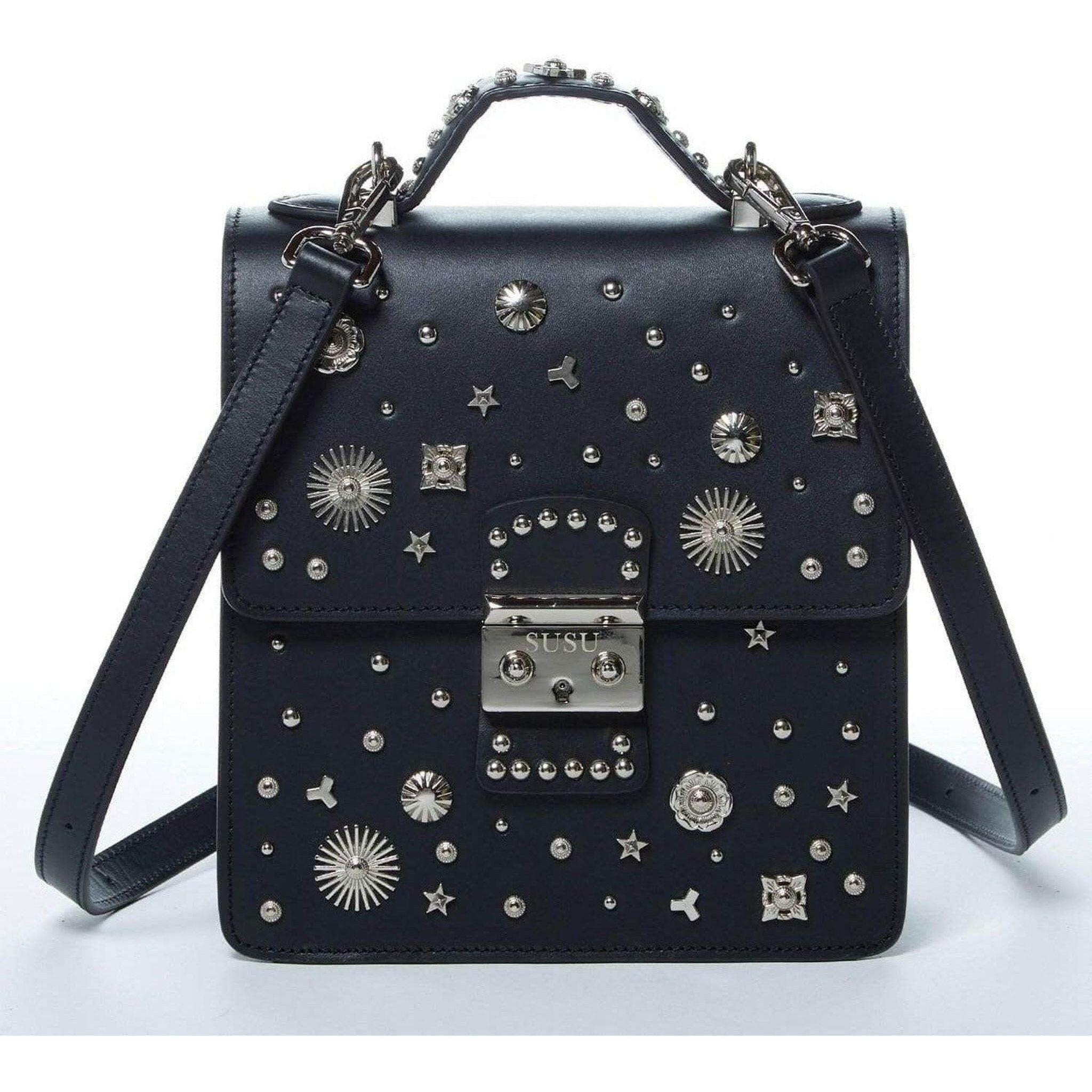 The Hollywood Backpack Purse Leather in Black.