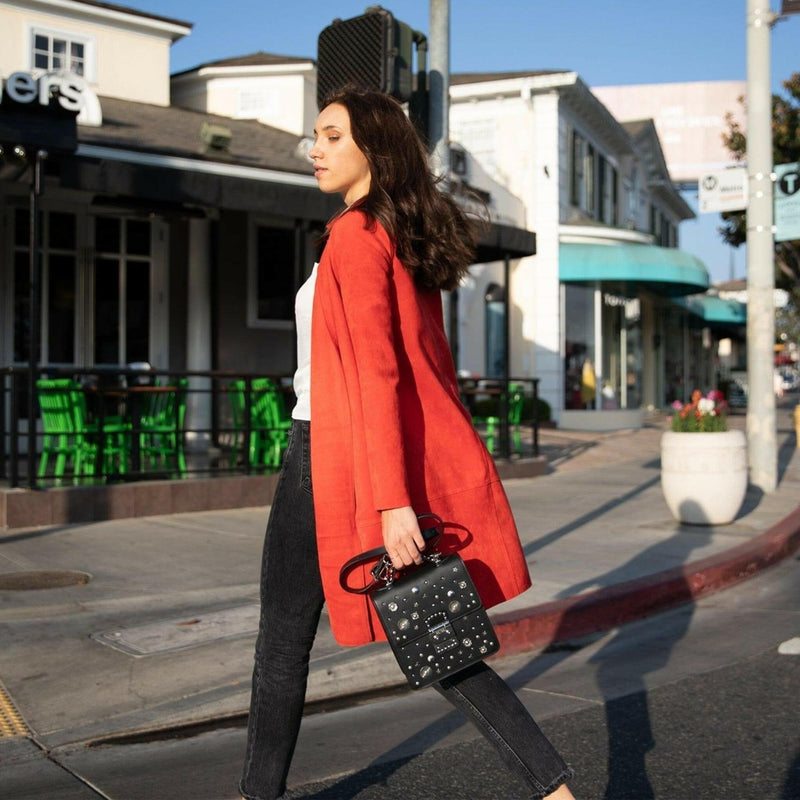 The Hollywood Backpack Purse Leather in Black