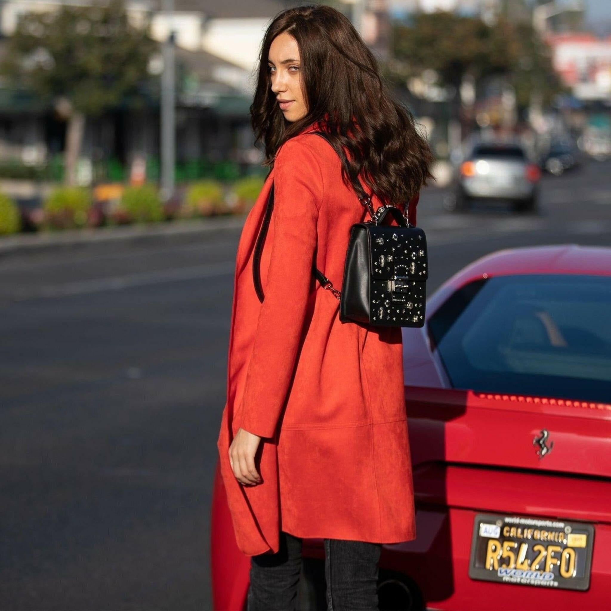 The Hollywood Backpack Purse Leather in Black.