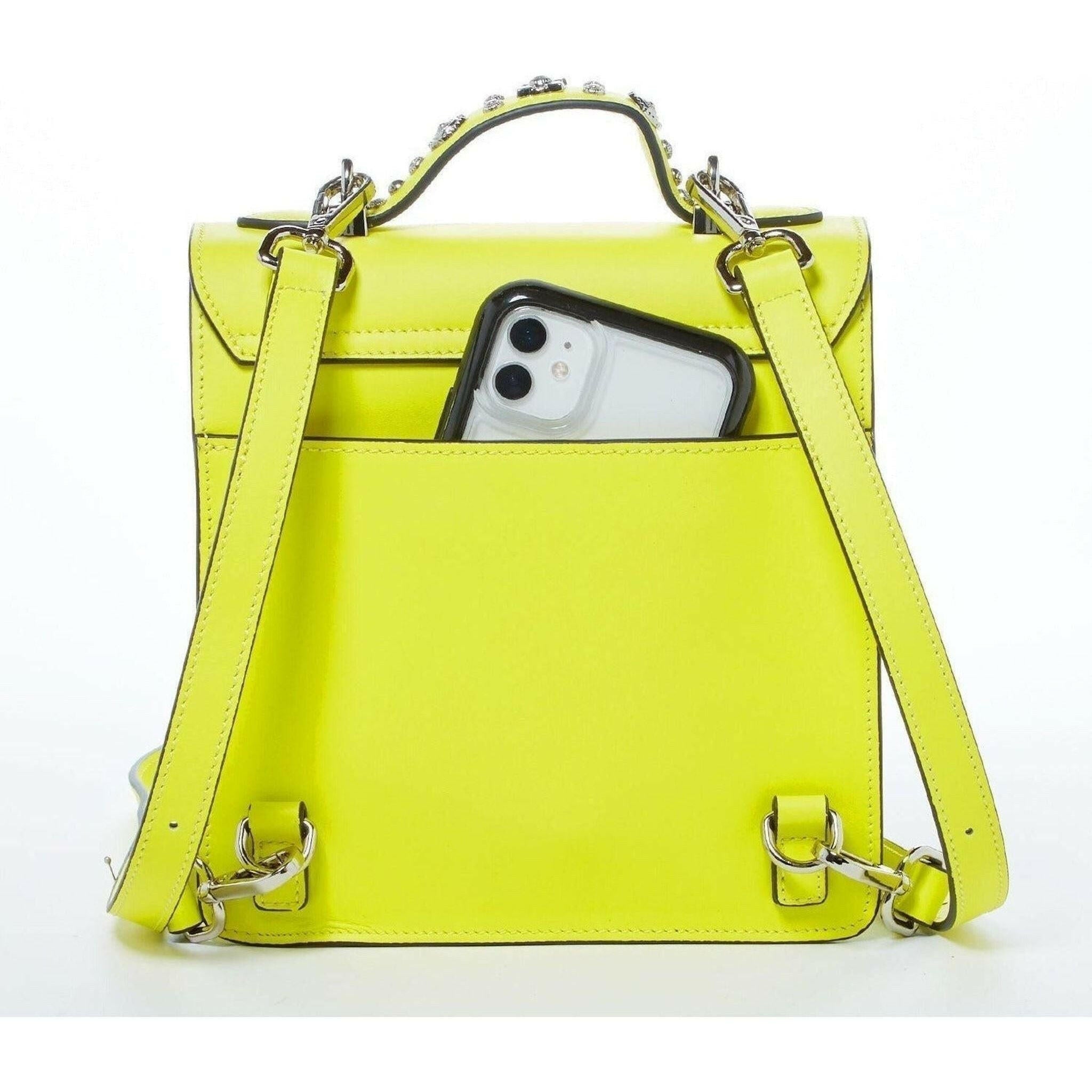 The Hollywood Backpack Purse Leather in Yellow.