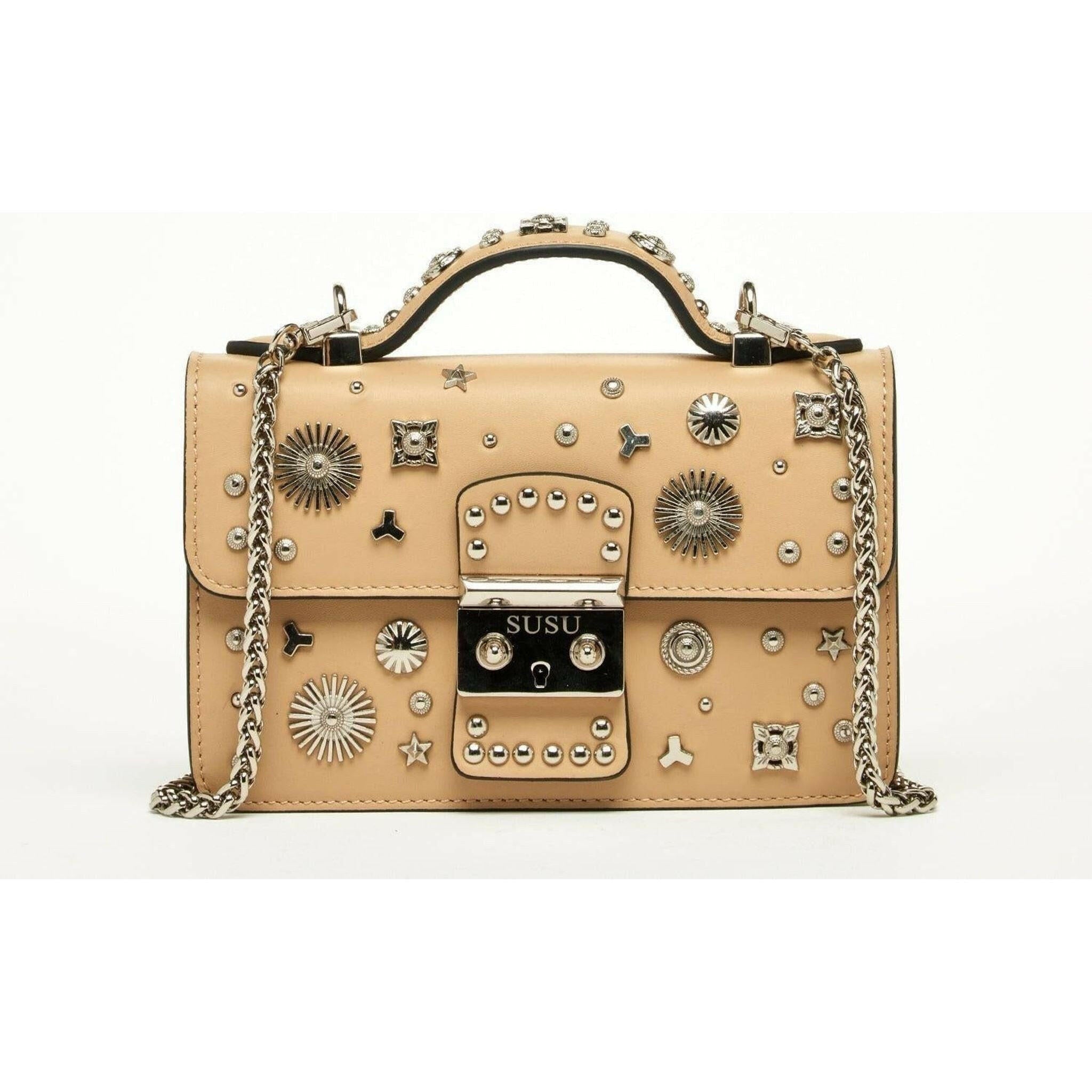 The Hollywood Leather Crossbody Bag in Beige.