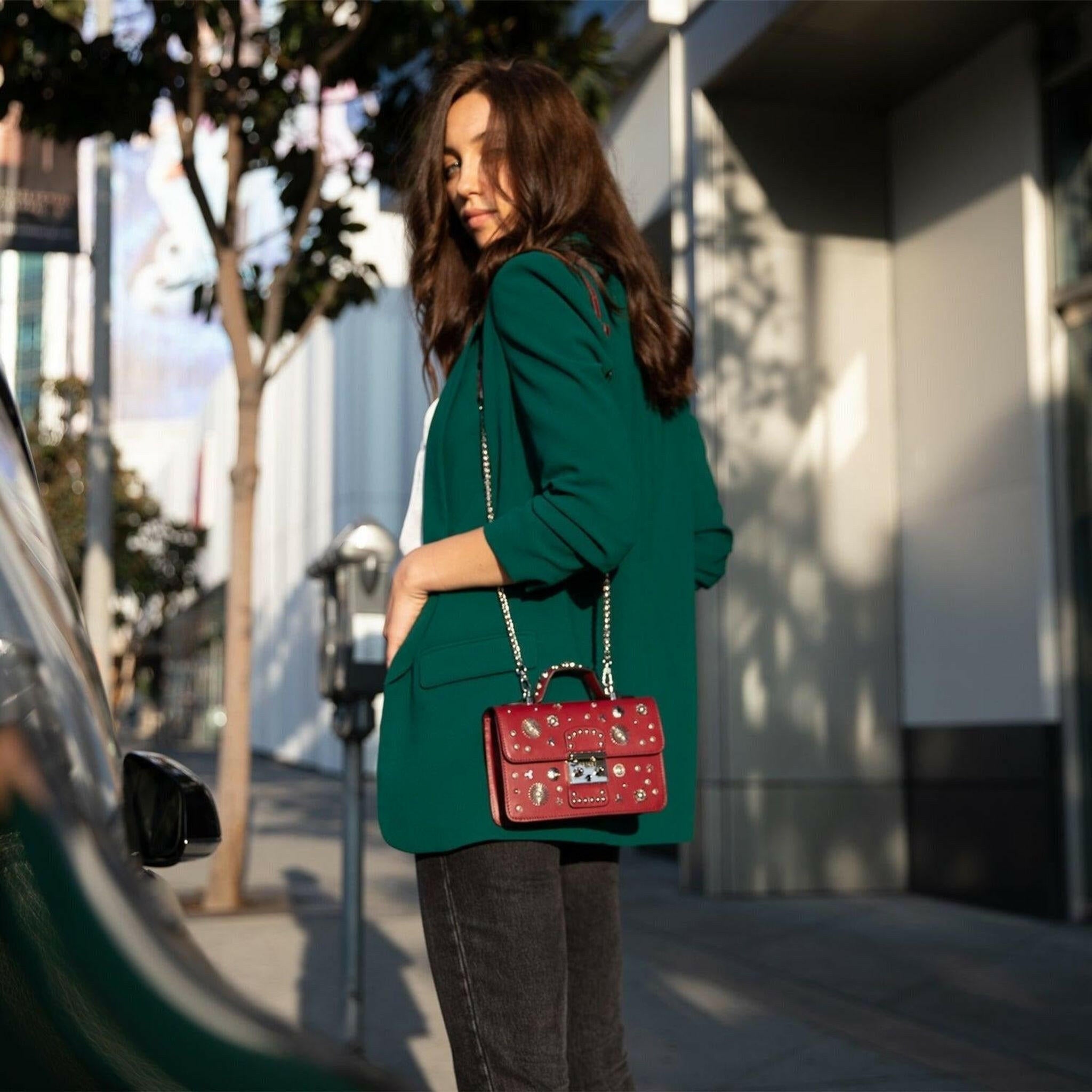 The Hollywood Leather Crossbody Bag in Burgundy.