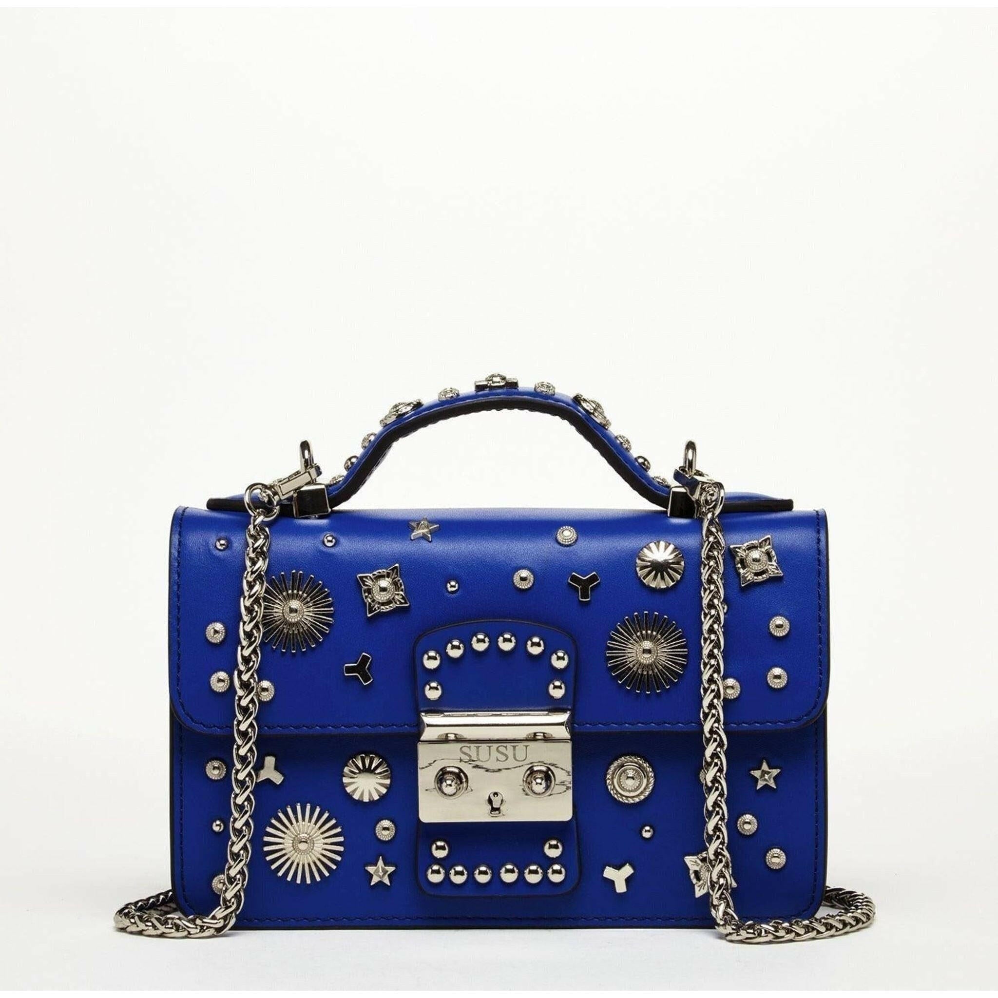 The Hollywood Leather Crossbody Bag in Cobalt Blue.