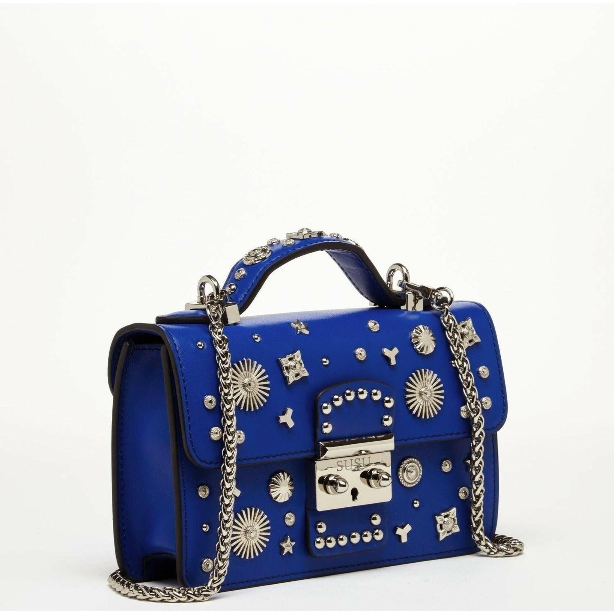 The Hollywood Leather Crossbody Bag in Cobalt Blue.